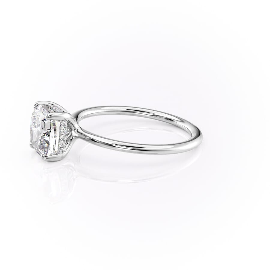 Luxe Blossom Cushion 1.55 Carat VVS1 Lab-Grown Hidden Halo Engagement Ring in 18K White Gold Left Side View