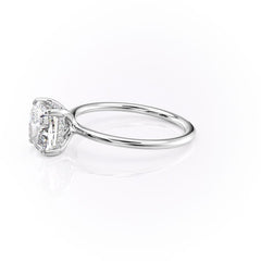 Luxe Blossom Cushion 1.55 Carat VVS1 Lab-Grown Hidden Halo Engagement Ring in 18K White Gold Left Side View