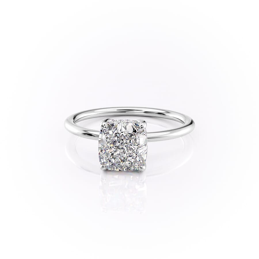 Luxe Blossom Cushion 1.55 Carat VVS1 Lab-Grown Hidden Halo Engagement Ring in 18K White Gold Left View