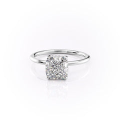 Luxe Blossom Cushion 1.55 Carat VVS1 Lab-Grown Hidden Halo Engagement Ring in 18K White Gold Left View