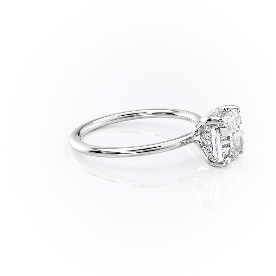 Luxe Blossom Cushion 1.55 Carat VVS1 Lab-Grown Hidden Halo Engagement Ring in 18K White Gold Right Side View