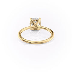 Luxe Blossom Cushion 1.55 Carat VVS1 Lab-Grown Hidden Halo Engagement Ring in 18K Yellow Gold Back View