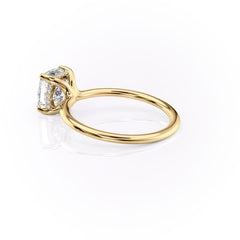 Luxe Blossom Cushion 1.55 Carat VVS1 Lab-Grown Hidden Halo Engagement Ring in 18K Yellow Gold Left Side Cross View