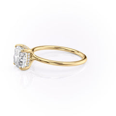 Luxe Blossom Cushion 1.55 Carat VVS1 Lab-Grown Hidden Halo Engagement Ring in 18K Yellow Gold Left Side View
