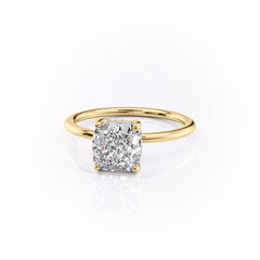 Luxe Blossom Cushion 1.55 Carat VVS1 Lab-Grown Hidden Halo Engagement Ring in 18K Yellow Gold Left View