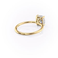 Luxe Blossom Cushion 1.55 Carat VVS1 Lab-Grown Hidden Halo Engagement Ring in 18K Yellow Gold Right Side Cross View