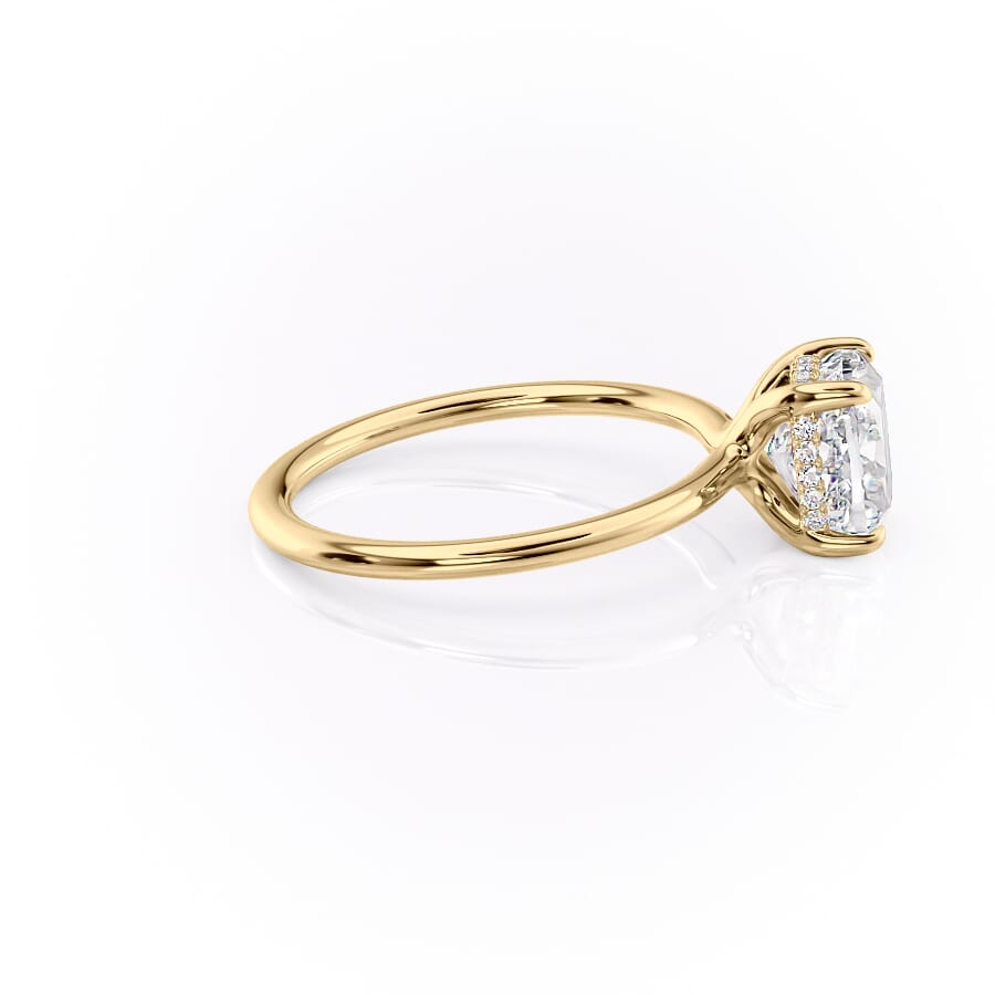 Luxe Blossom Cushion 1.55 Carat VVS1 Lab-Grown Hidden Halo Engagement Ring in 18K Yellow Gold Right Side View