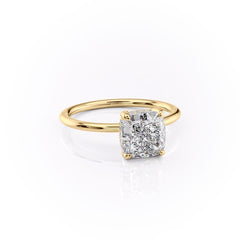 Luxe Blossom Cushion 1.55 Carat VVS1 Lab-Grown Hidden Halo Engagement Ring in 18K Yellow Gold Right View