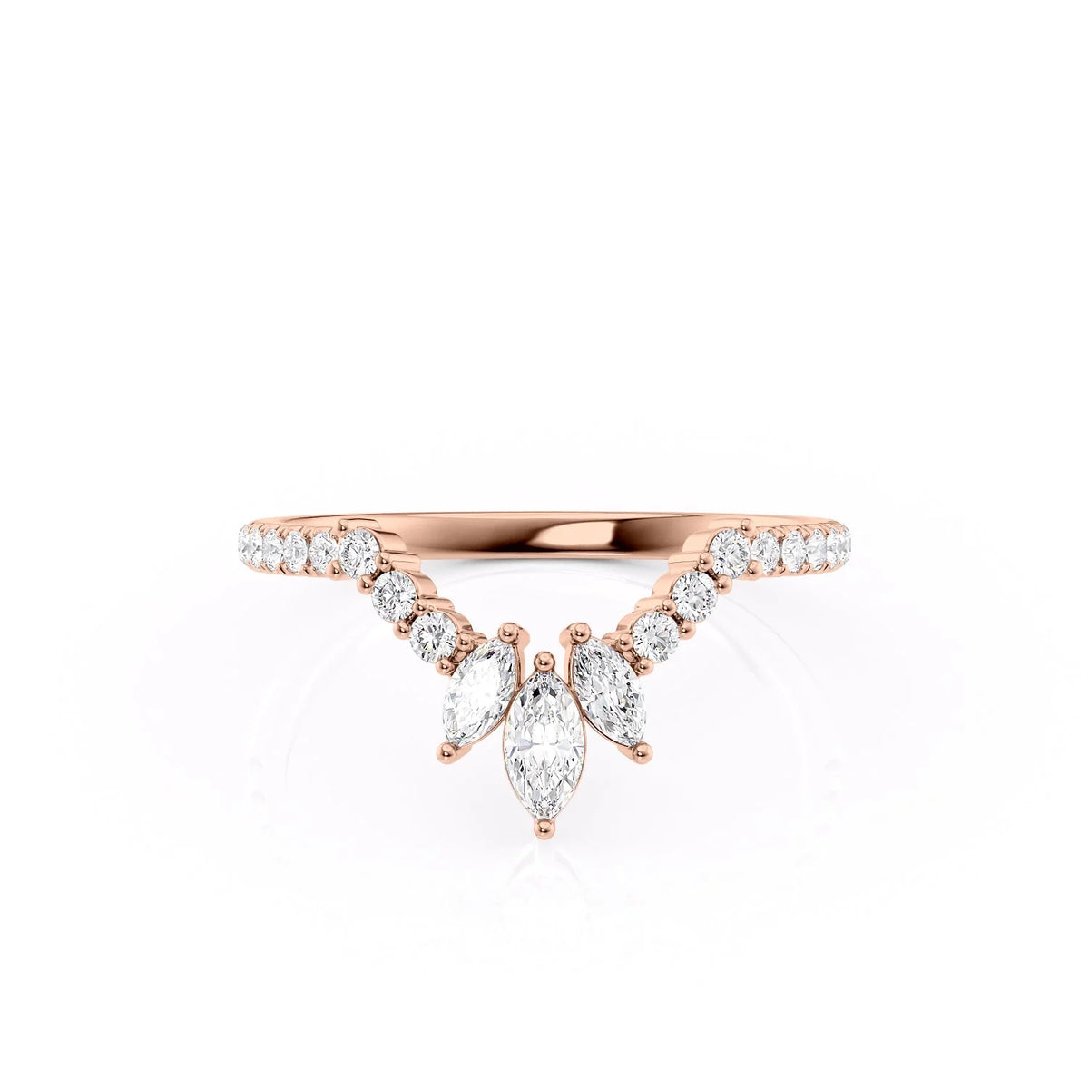 Luxe Crest VVS1 Lab-Grown Half Eternity Wedding Ring in 18K Rose Gold Front View