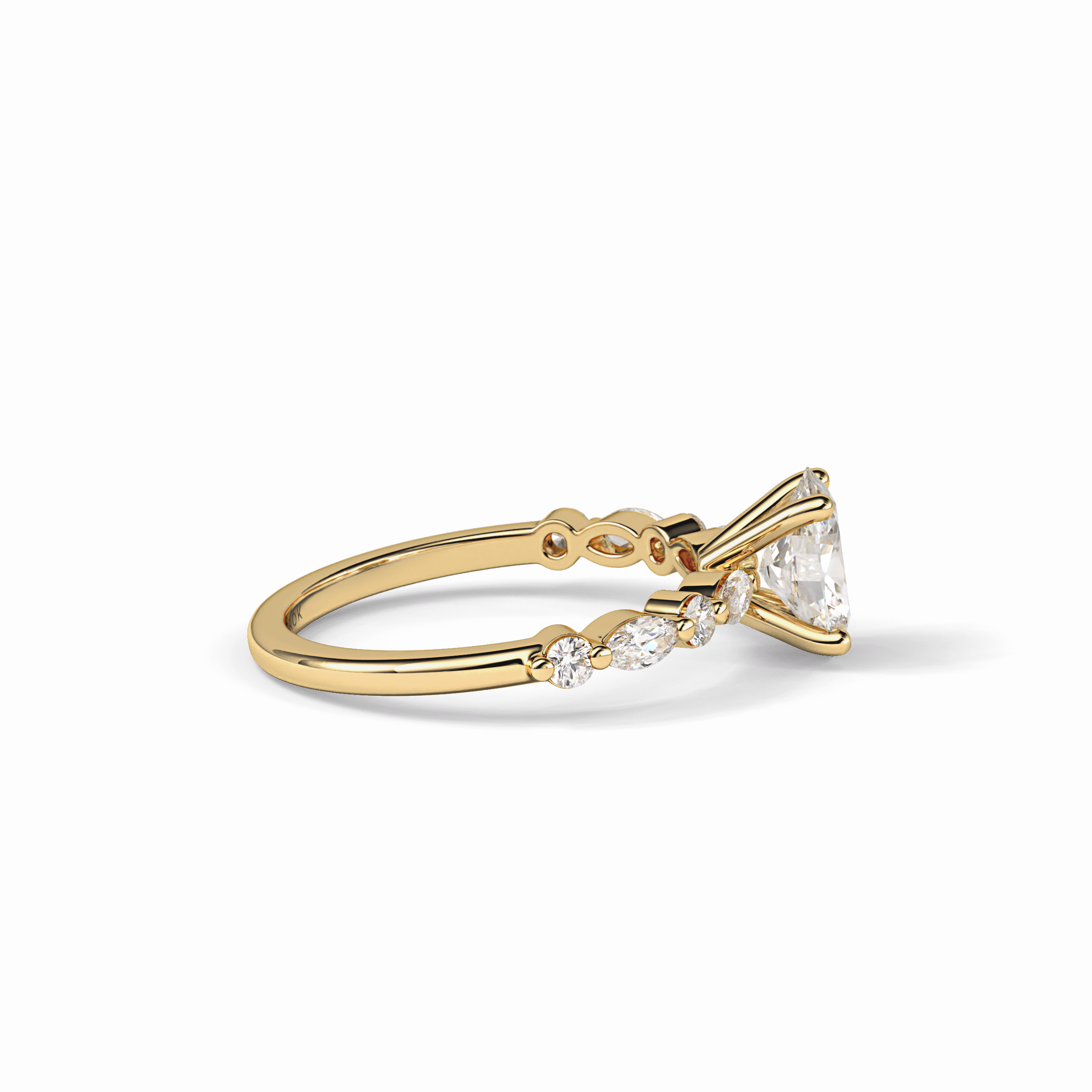 Rosette 1 Carat Oval VS1 Lab-Grown Solitaire with Accents Engagement Ring in 18k Gold