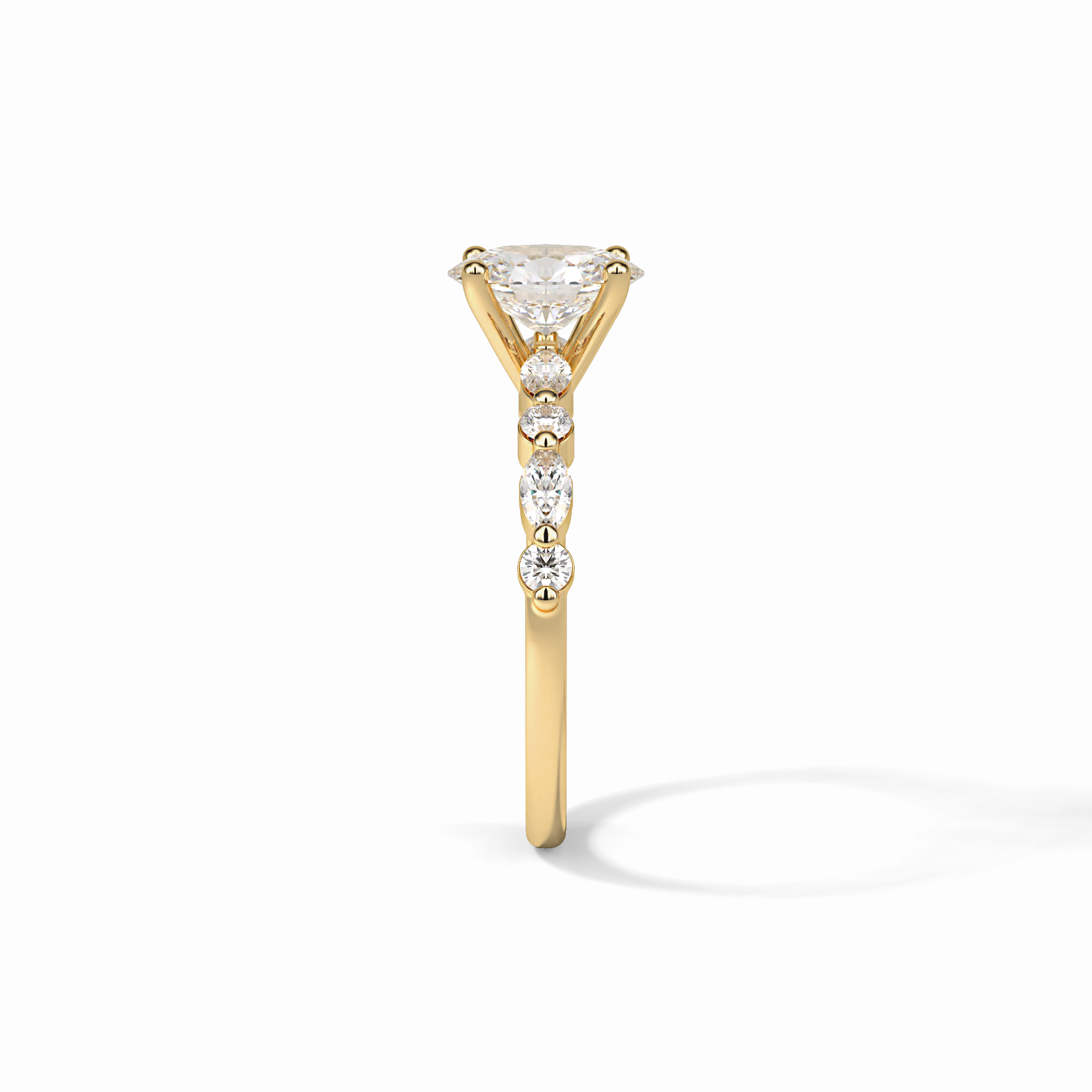 Rosette 1 Carat Oval VS1 Lab-Grown Solitaire with Accents Engagement Ring in 18k Gold