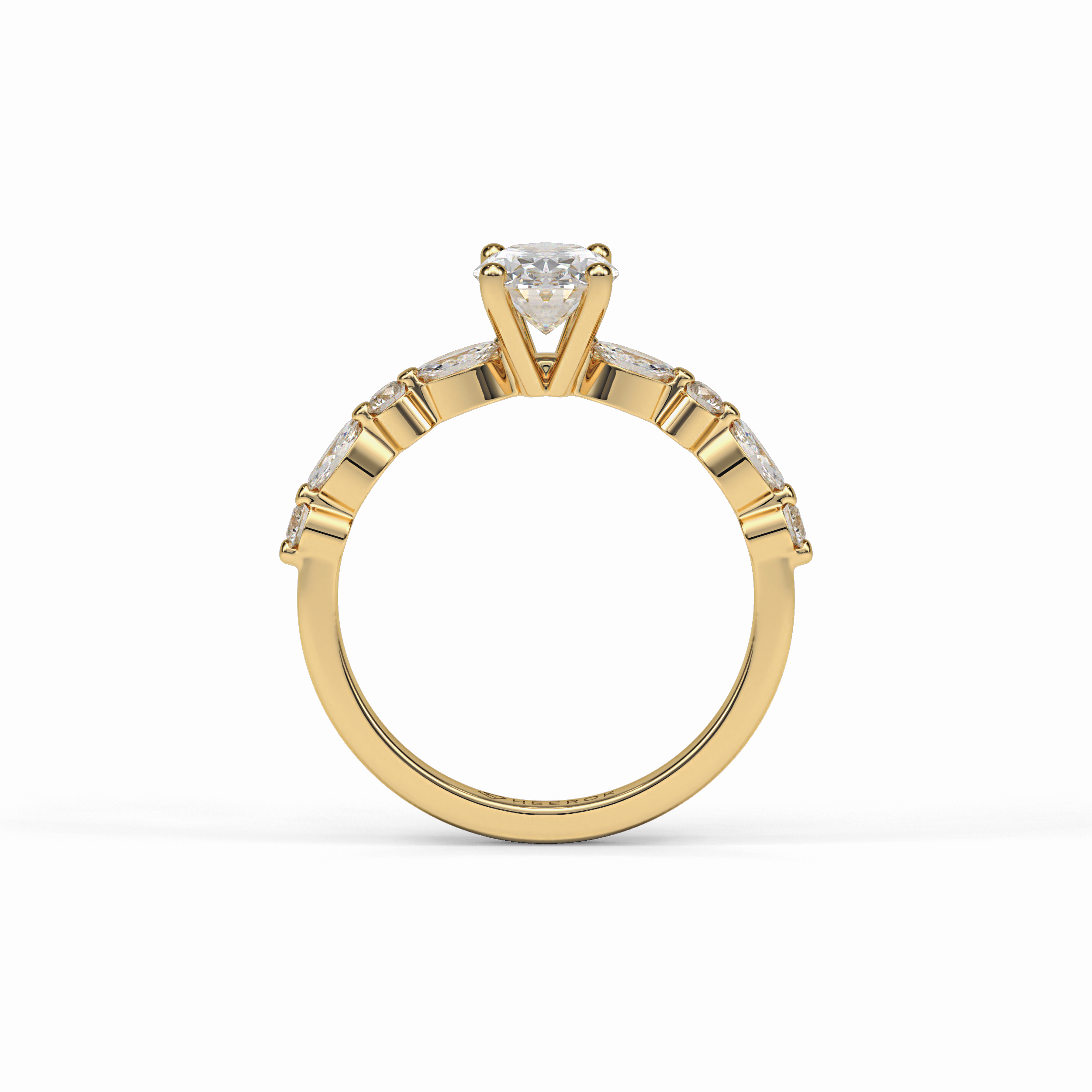 Rosette 1 Carat Oval VS1 Lab-Grown Solitaire with Accents Engagement Ring in 18k Gold