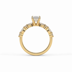Rosette 1 Carat Oval VS1 Lab-Grown Solitaire with Accents Engagement Ring in 18k Gold