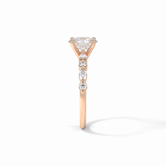 Rosette 1 Carat Oval VS1 Lab-Grown Solitaire with Accents Engagement Ring in 18k Gold