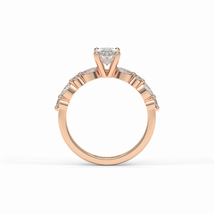 Rosette 1 Carat Oval VS1 Lab-Grown Solitaire with Accents Engagement Ring in 18k Gold