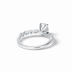 Rosette 1 Carat Oval VS1 Lab-Grown Solitaire with Accents Engagement Ring in 18k Gold