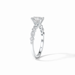 Rosette 1 Carat Oval VS1 Lab-Grown Solitaire with Accents Engagement Ring in 18k Gold