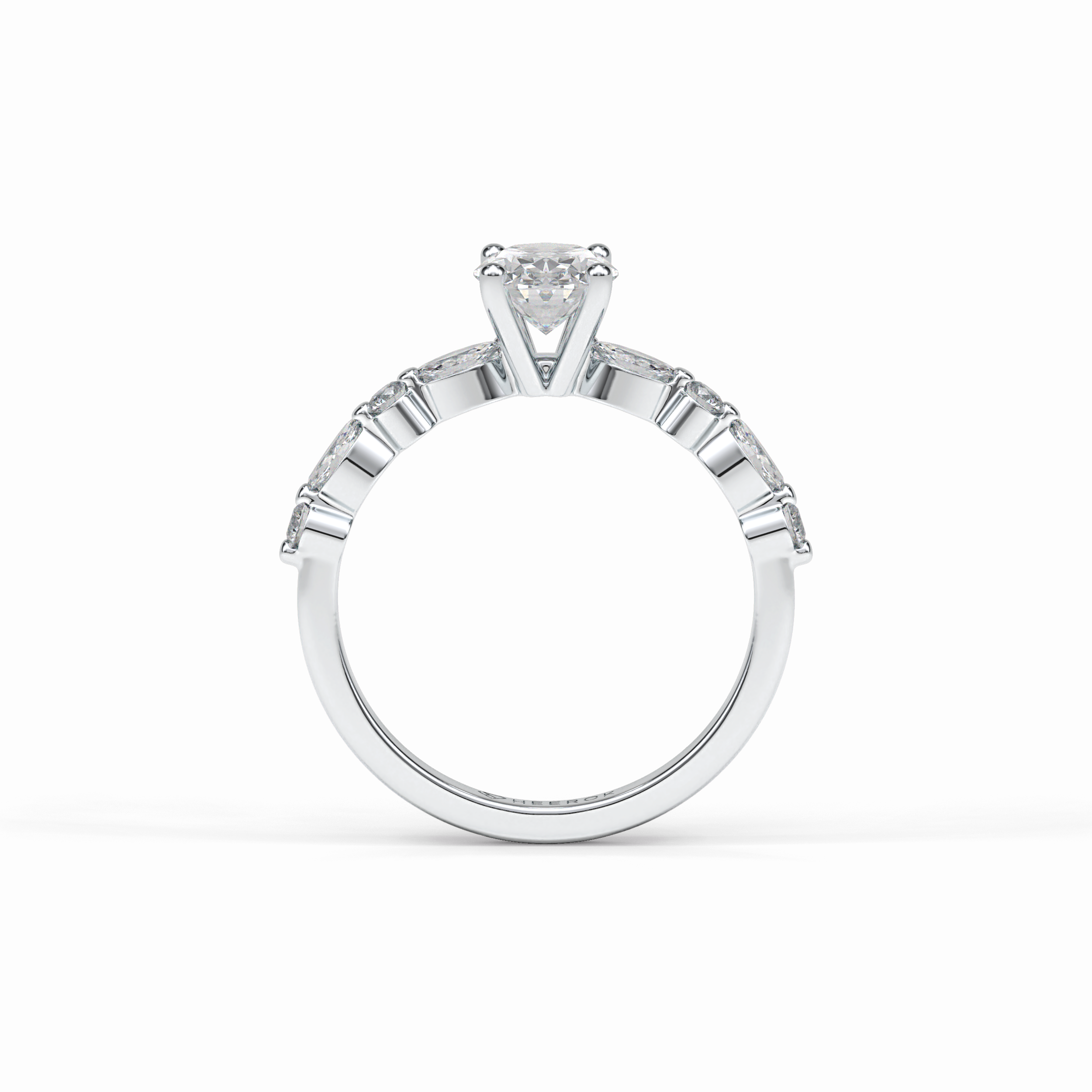 Rosette 1 Carat Oval VS1 Lab-Grown Solitaire with Accents Engagement Ring in 18k Gold