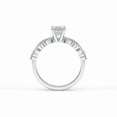 Rosette 1 Carat Oval VS1 Lab-Grown Solitaire with Accents Engagement Ring in 18k Gold