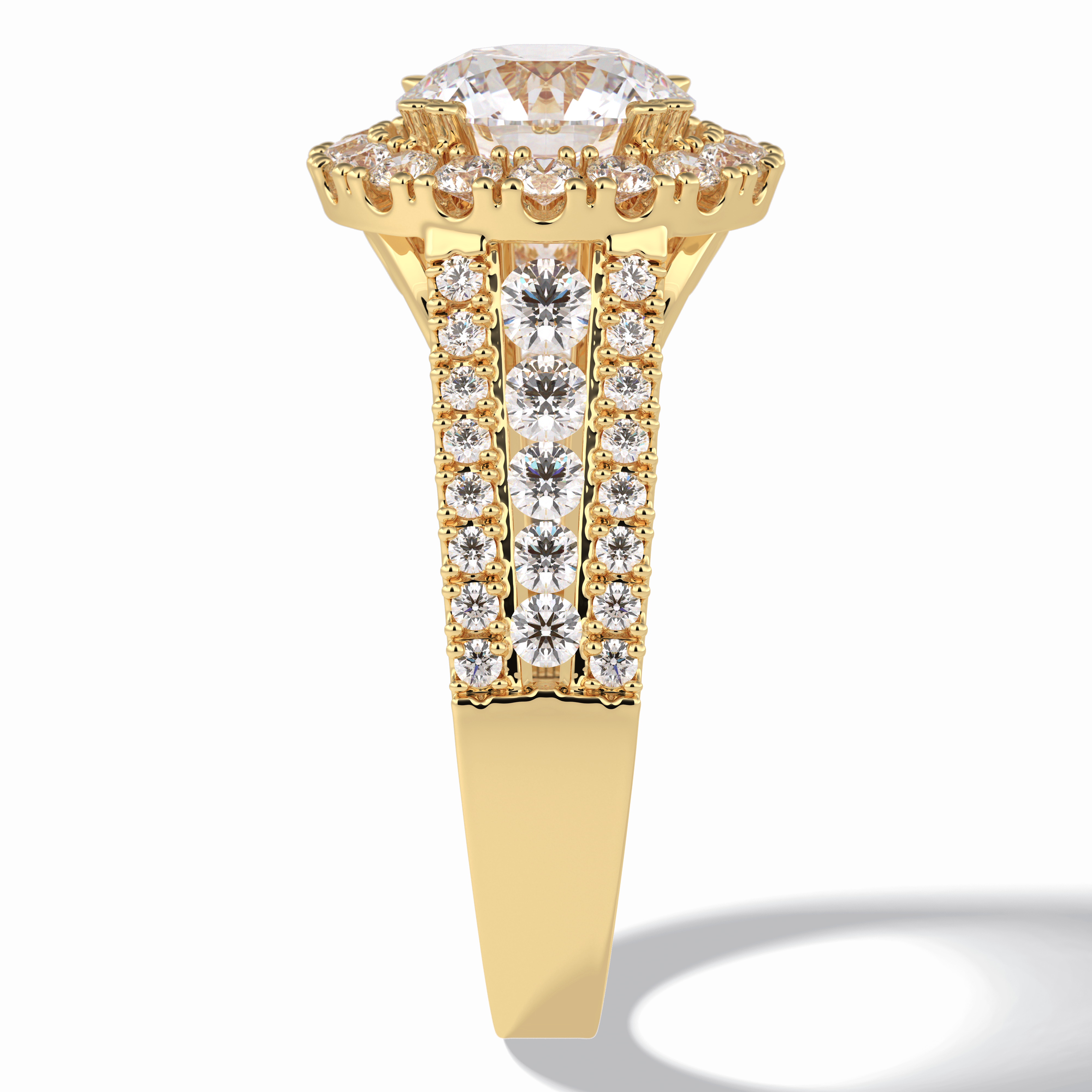 Imperial Crown 2.22 Carat Round VS1 Lab-Grown Halo Engagement Ring in 18K Gold