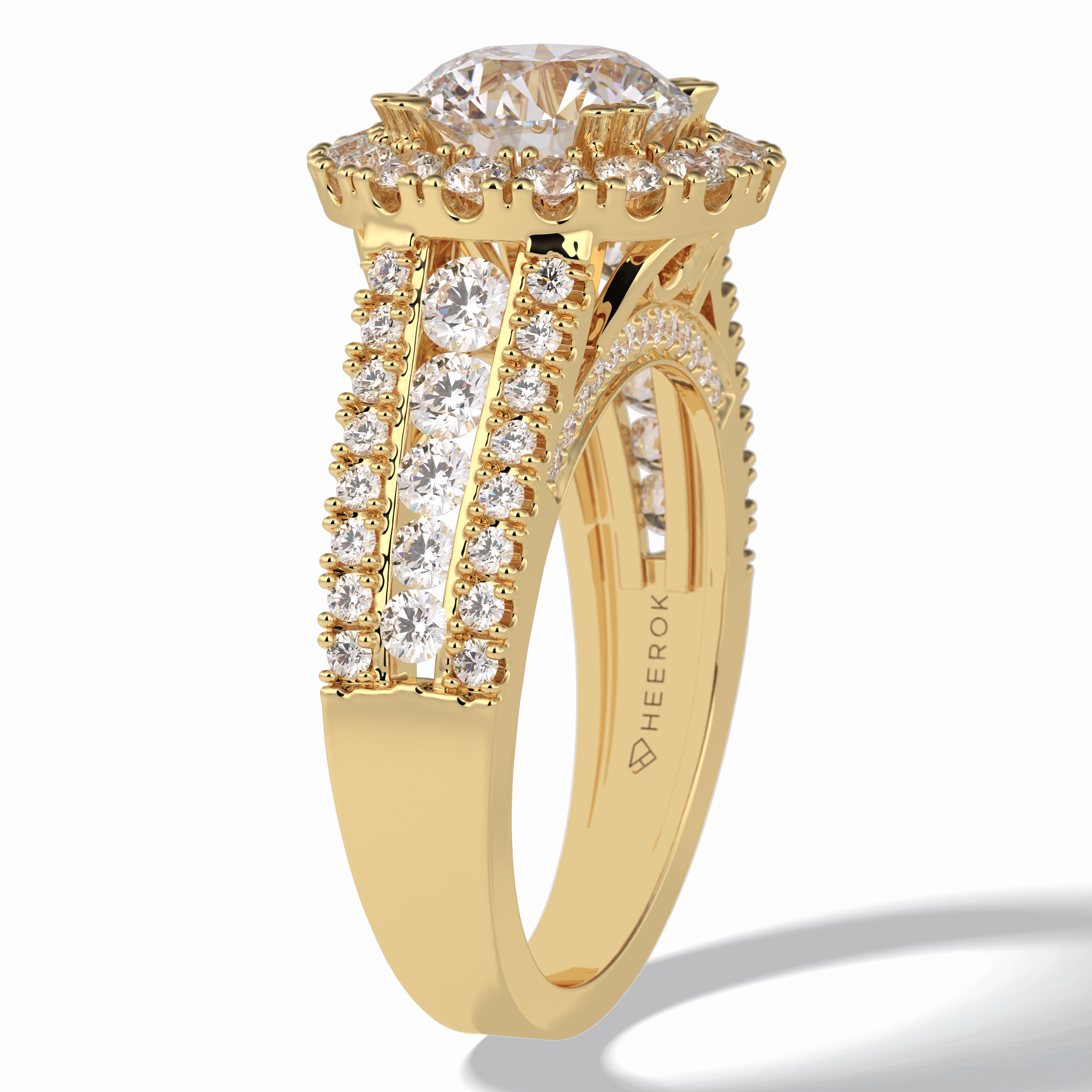 Imperial Crown 2.22 Carat Round VS1 Lab-Grown Halo Engagement Ring in 18K Gold