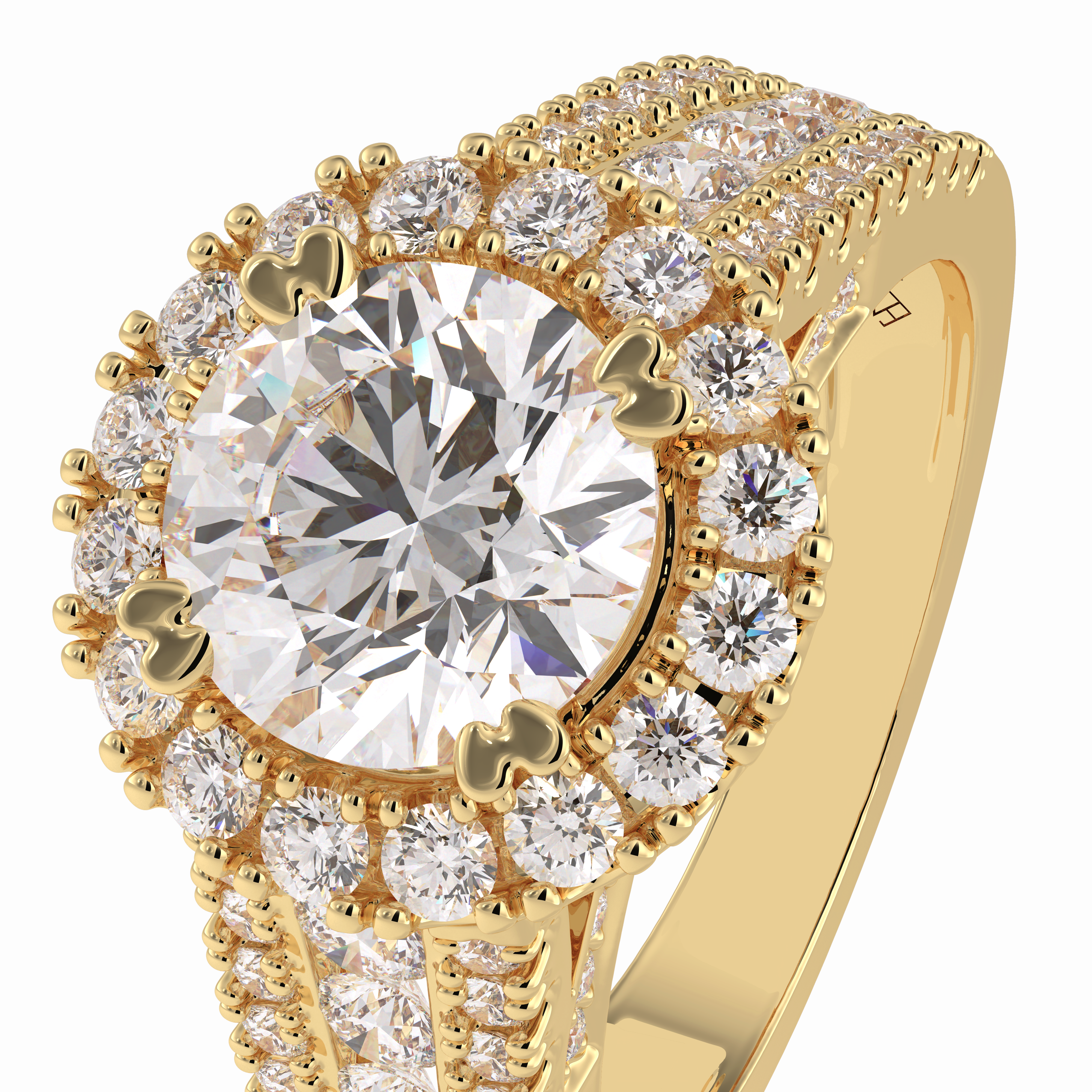 Imperial Crown 2.22 Carat Round VS1 Lab-Grown Halo Engagement Ring in 18K Gold