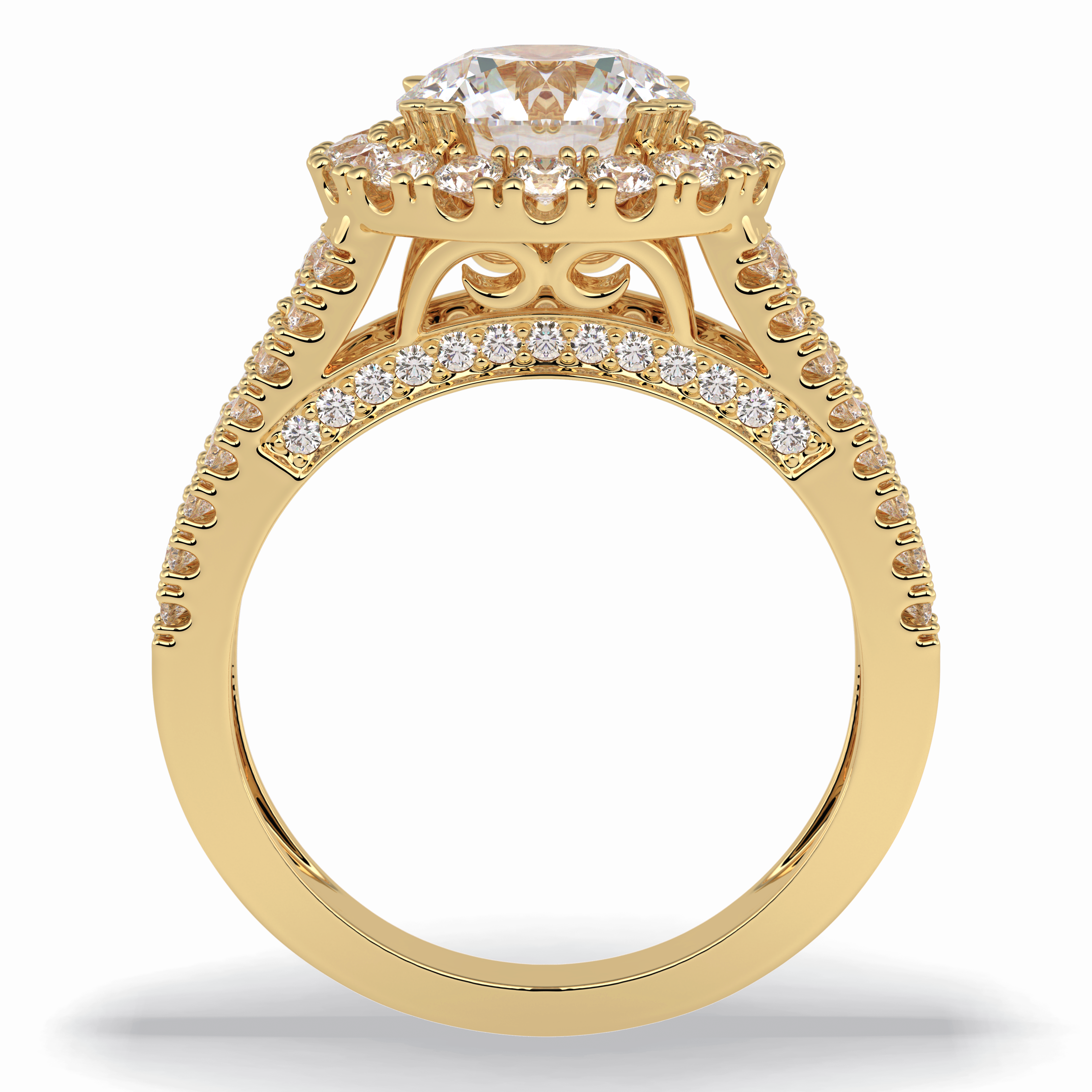 Imperial Crown 2.22 Carat Round VS1 Lab-Grown Halo Engagement Ring in 18K Gold