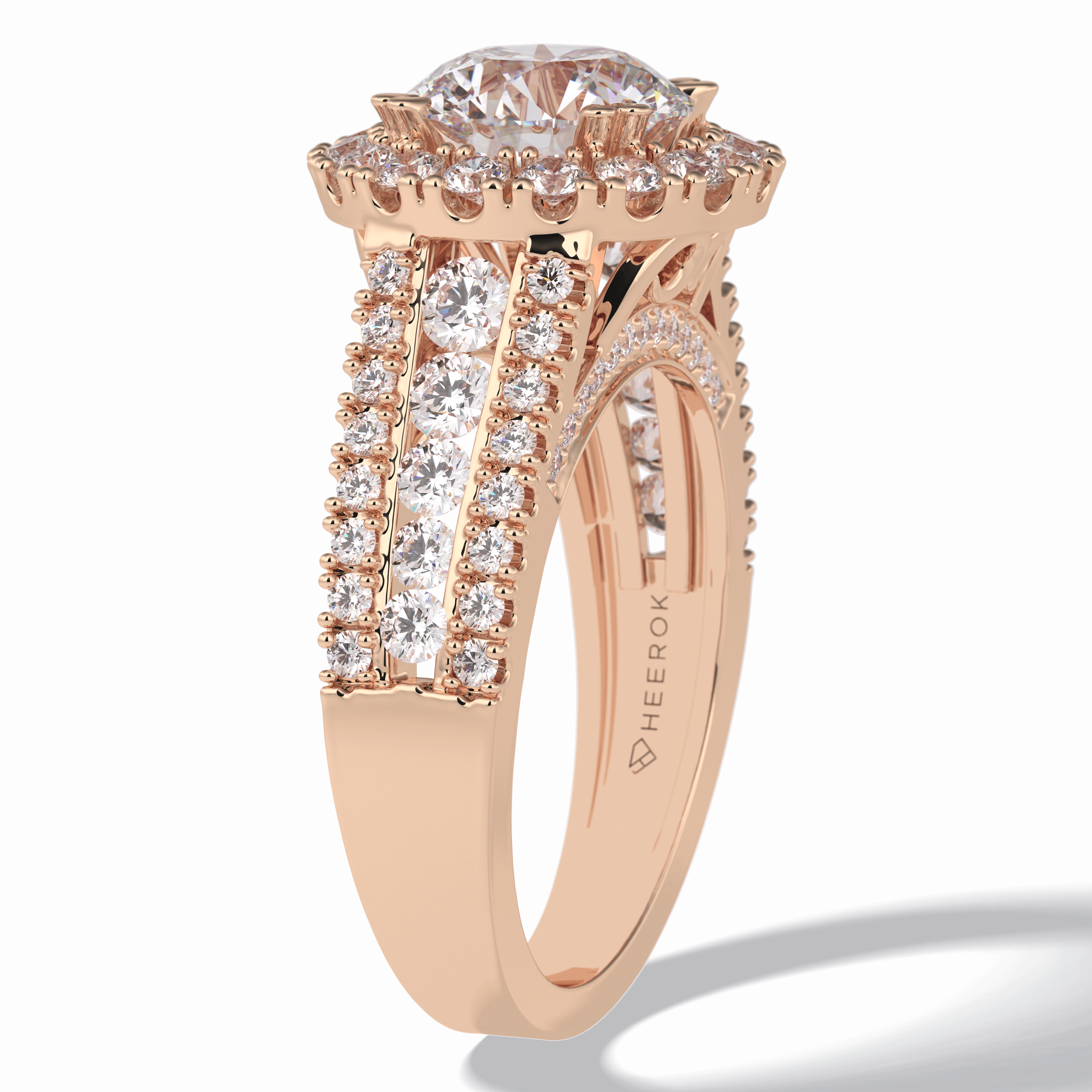 Imperial Crown 2.22 Carat Round VS1 Lab-Grown Halo Engagement Ring in 18K Gold