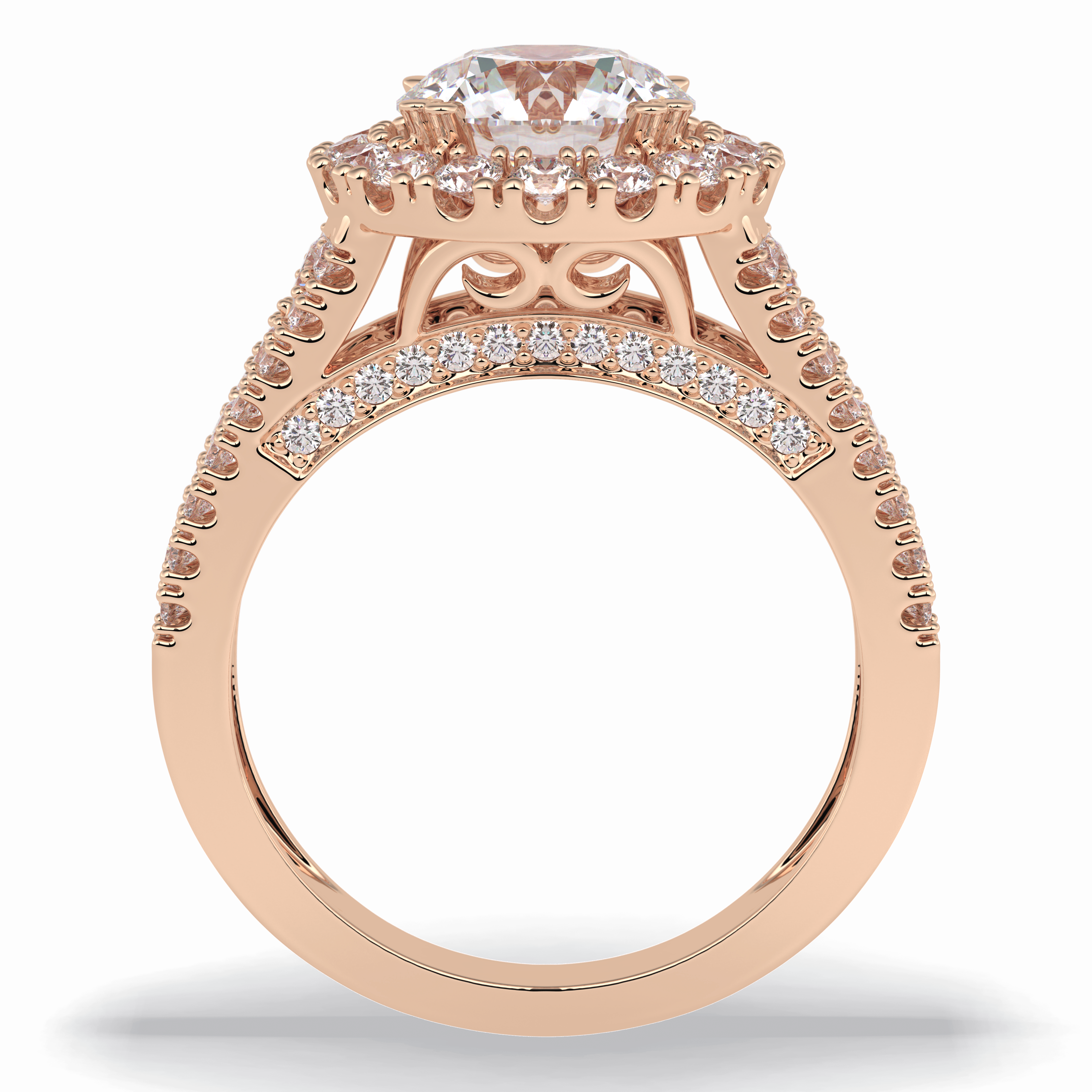 Imperial Crown 2.22 Carat Round VS1 Lab-Grown Halo Engagement Ring in 18K Gold