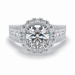 Imperial Crown 2.22 Carat Round VS1 Lab-Grown Halo Engagement Ring in 18K Gold