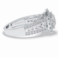 Imperial Crown 2.22 Carat Round VS1 Lab-Grown Halo Engagement Ring in 18K Gold