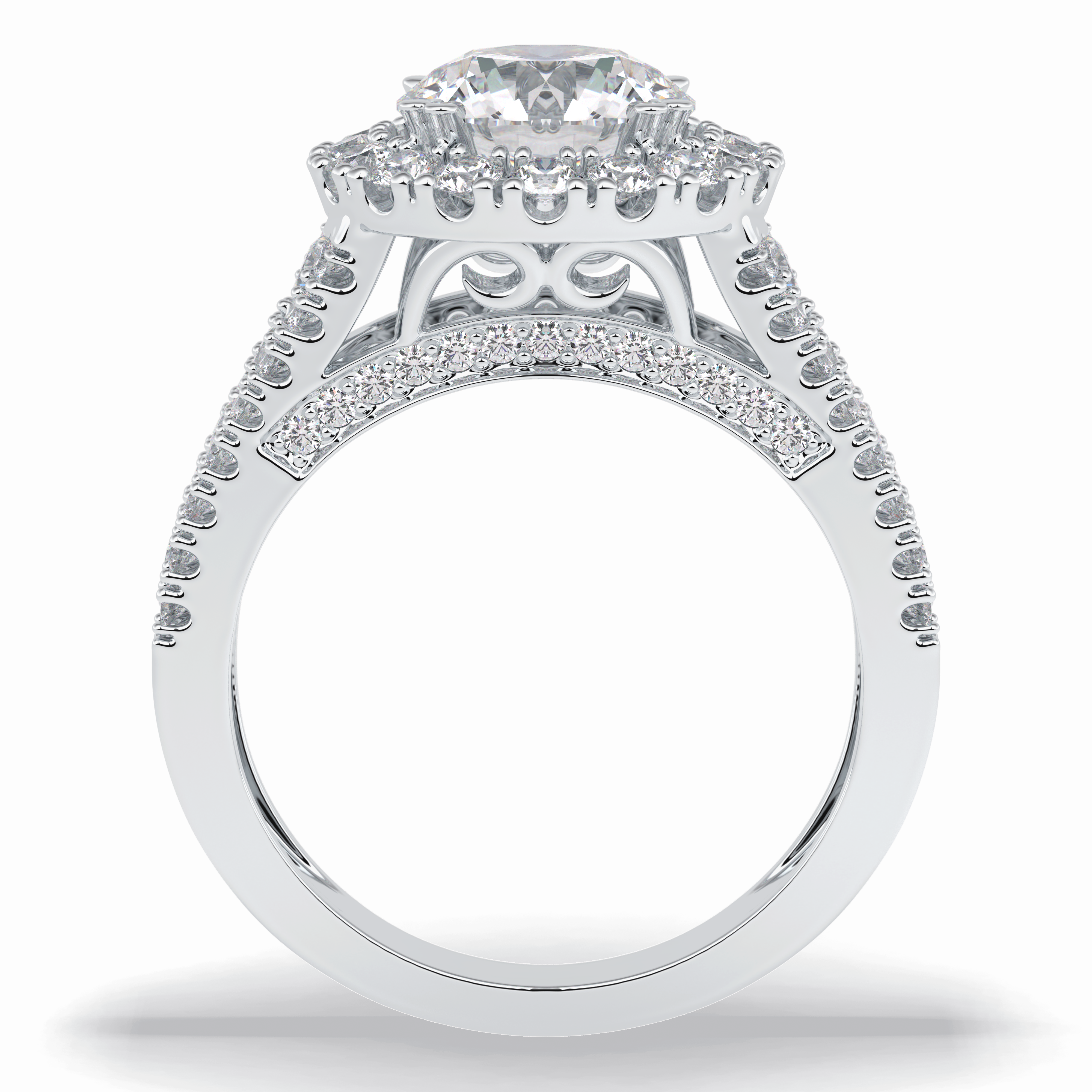 Imperial Crown 2.22 Carat Round VS1 Lab-Grown Halo Engagement Ring in 18K Gold