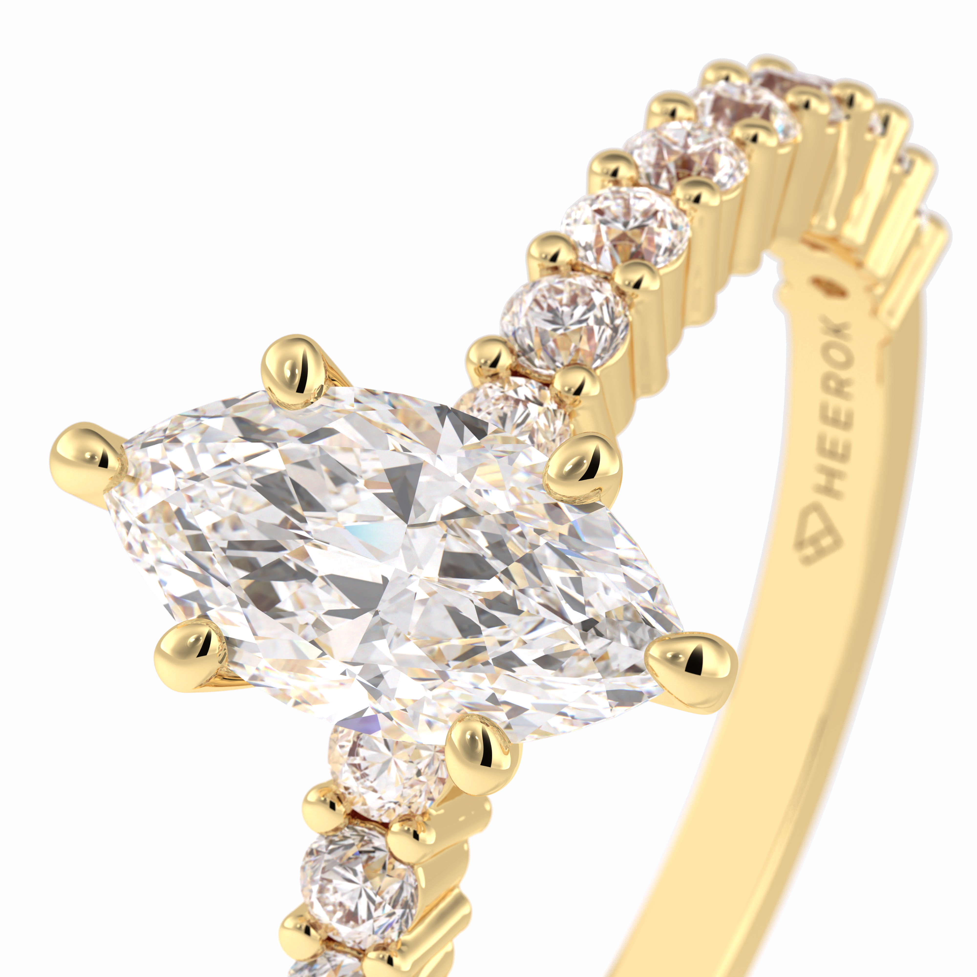 Starlight 0.75 Carat Marquise VS1 Lab-Grown Pave Engagement Ring in 18K Gold