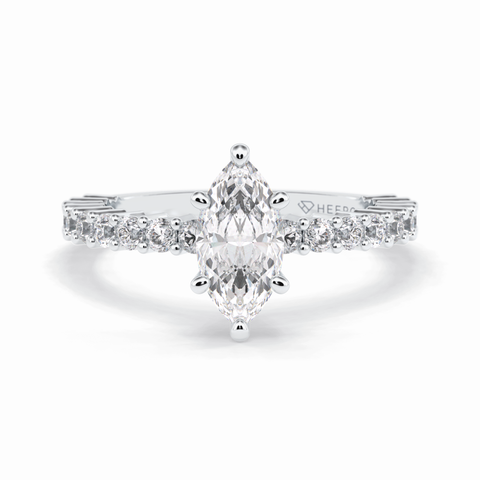 Starlight 0.75 Carat Marquise VS1 Lab-Grown Pave Engagement Ring in 18K Gold