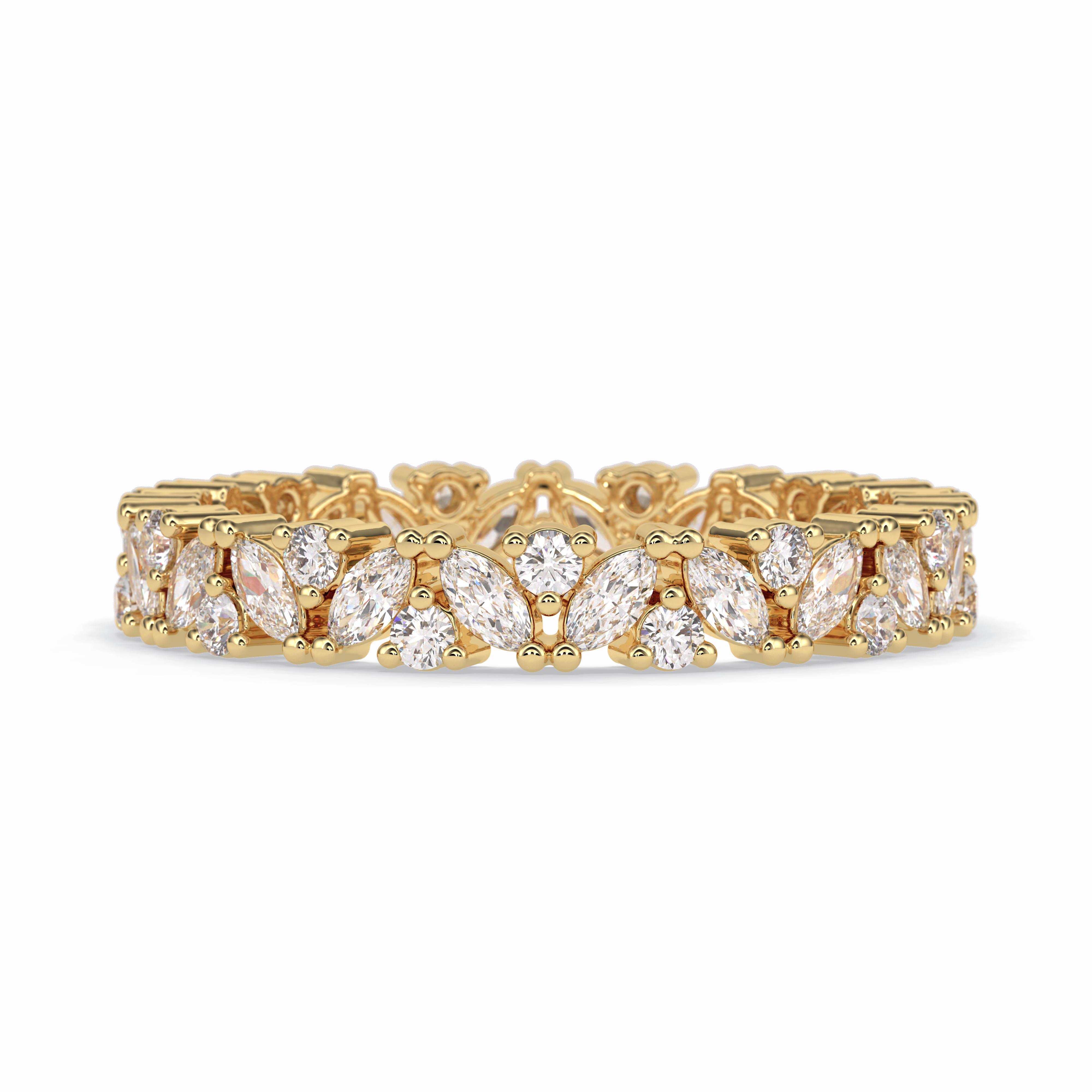 Floral Tiara 0.49 Carat Marquise VVS1 Lab-Grown Eternity Wedding Band in 18K Gold