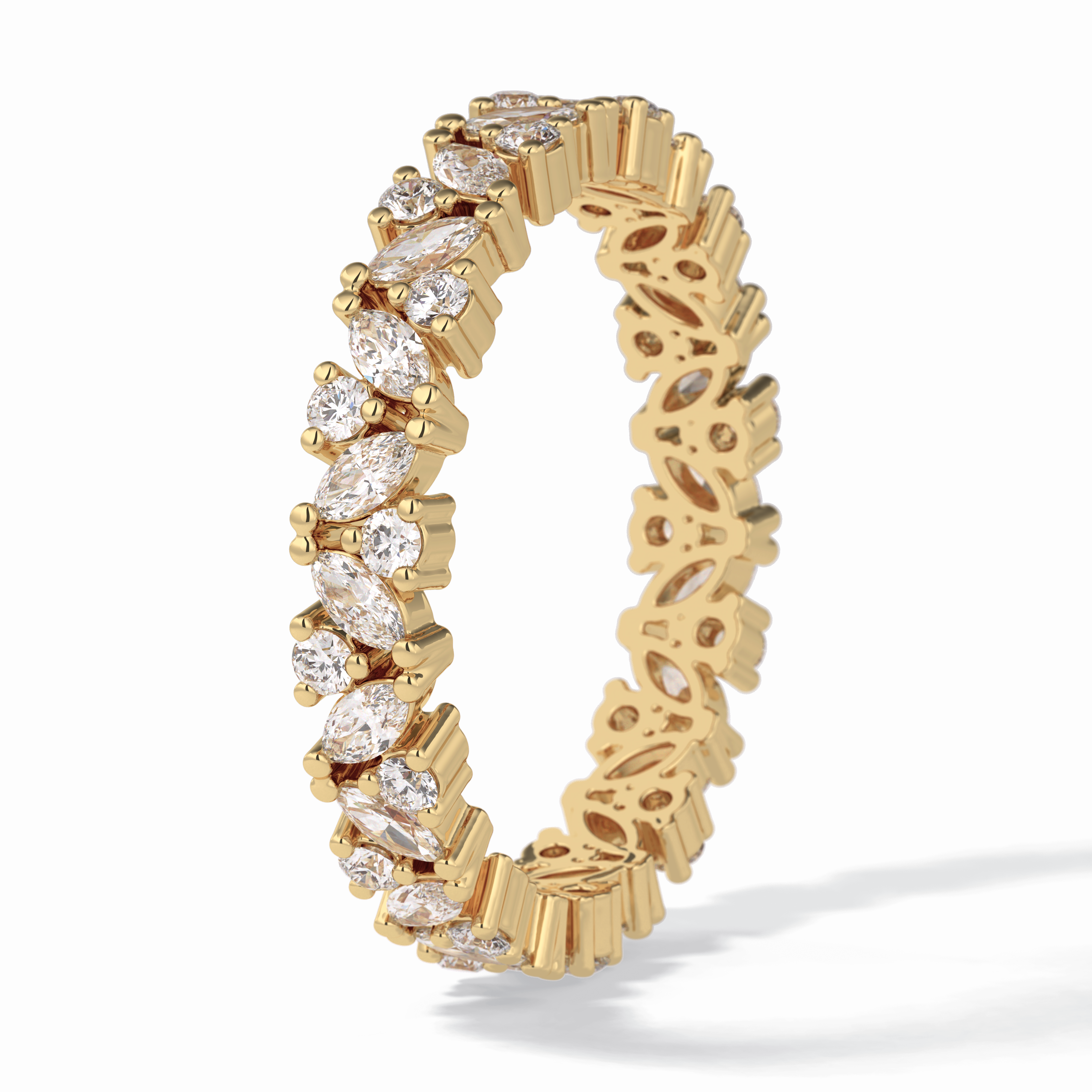 Floral Tiara 0.49 Carat Marquise VVS1 Lab-Grown Eternity Wedding Band in 18K Gold