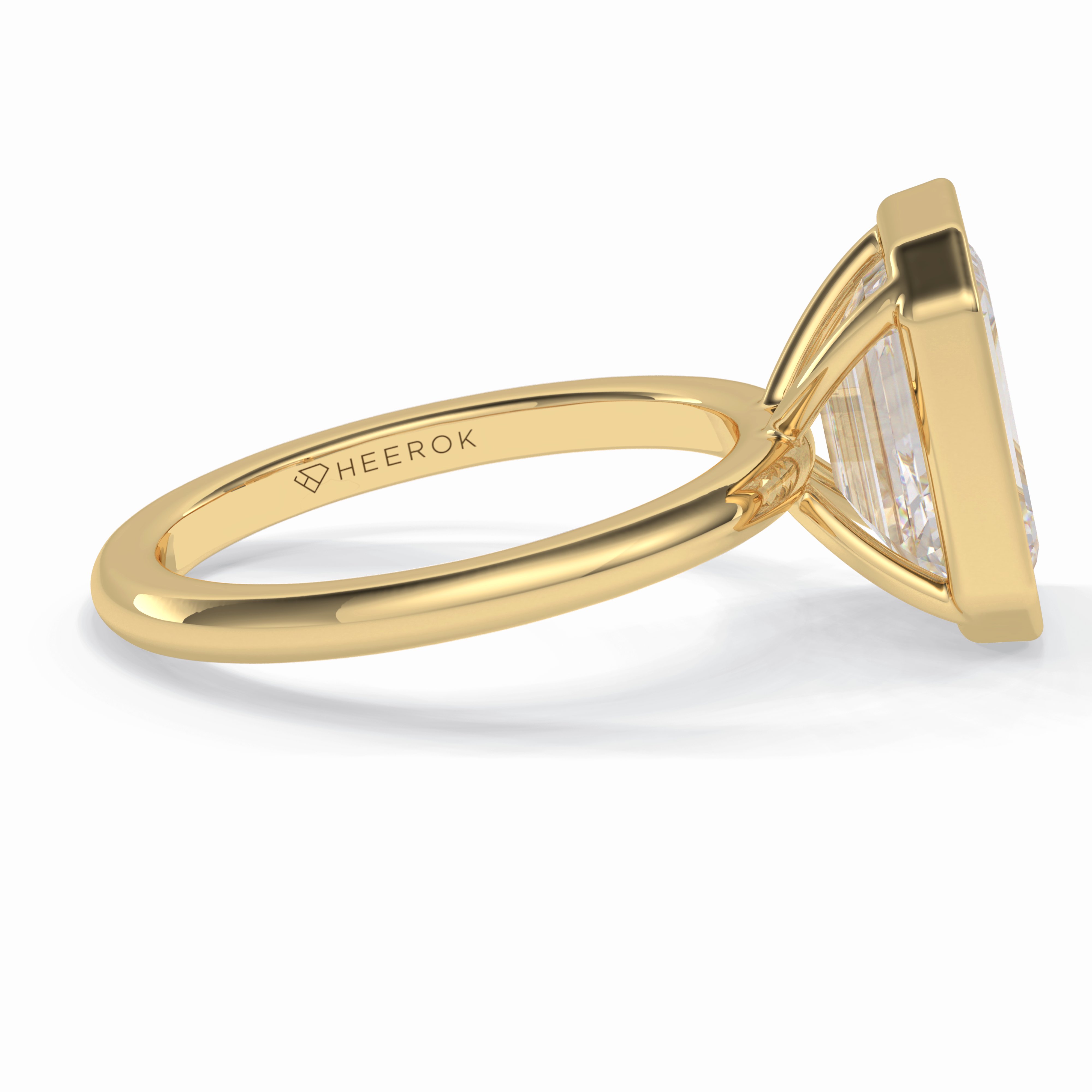 Luxe Linear 3.71 Carat Emerald VS1 Lab-Grown Bezel Engagement Ring in 18K Gold