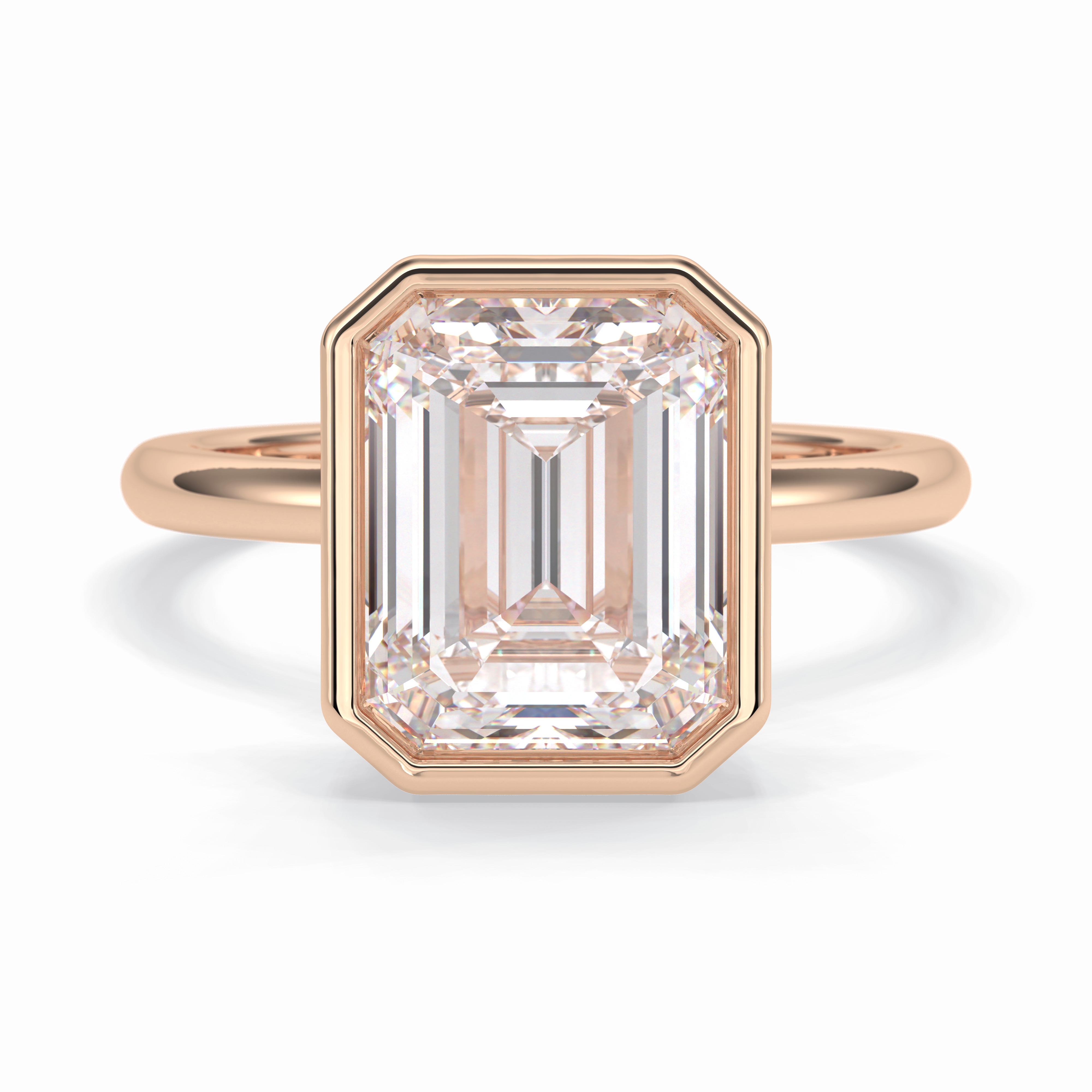 Luxe Linear 3.71 Carat Emerald VS1 Lab-Grown Bezel Engagement Ring in 18K Gold