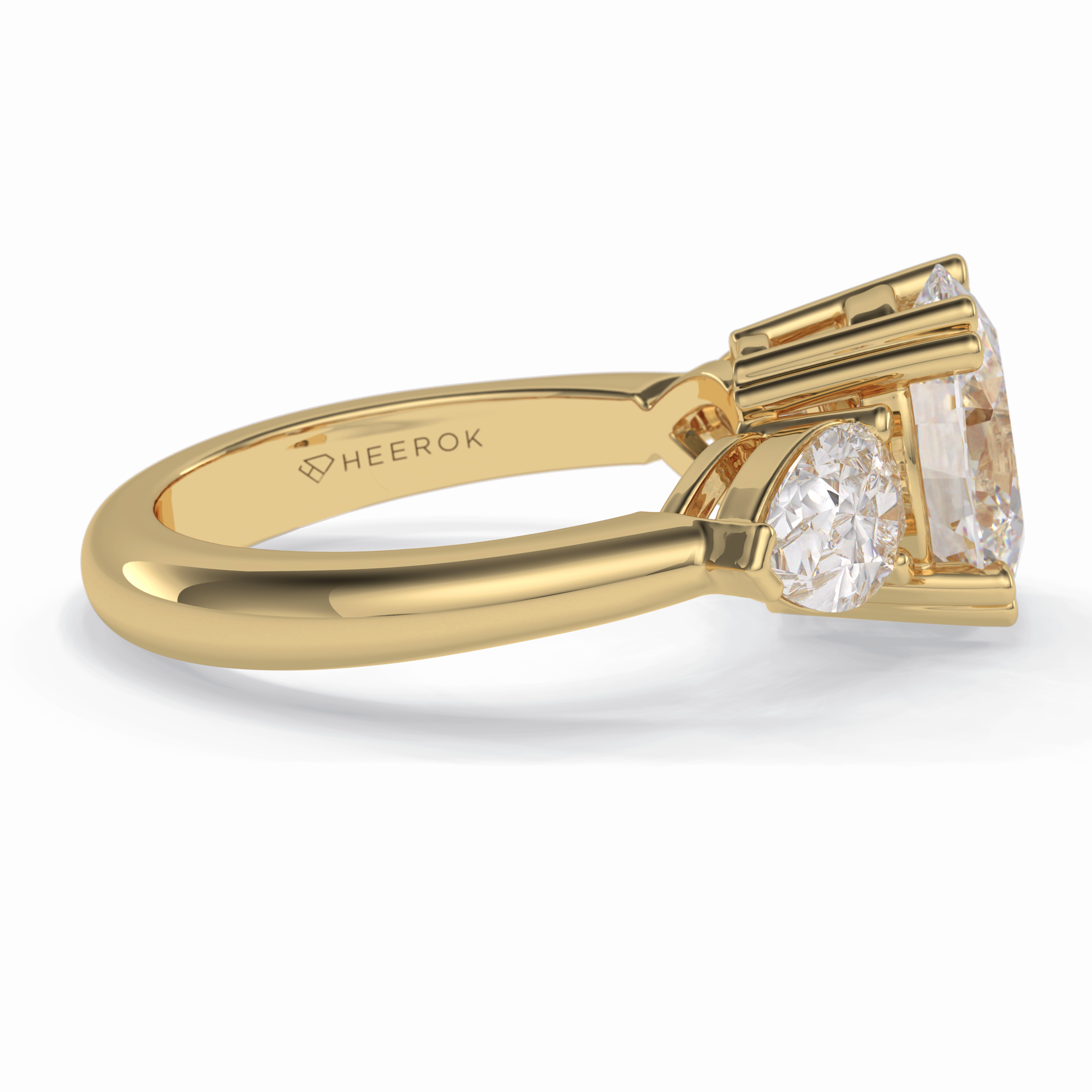 Trio 2.42 Carat Oval VS1 Lab-Grown Three Stone Engagement Ring in 18K Gold