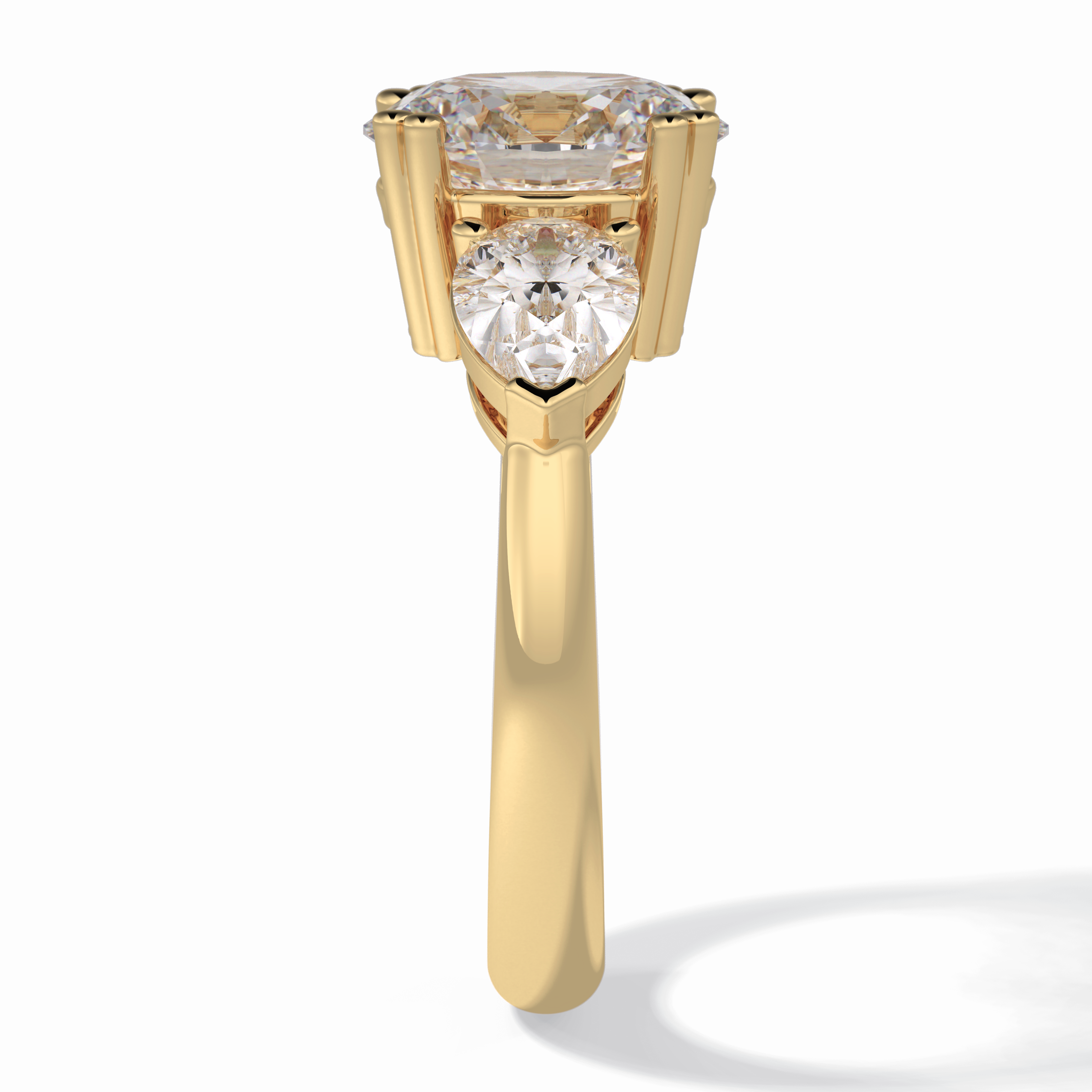 Trio 2.42 Carat Oval VS1 Lab-Grown Three Stone Engagement Ring in 18K Gold