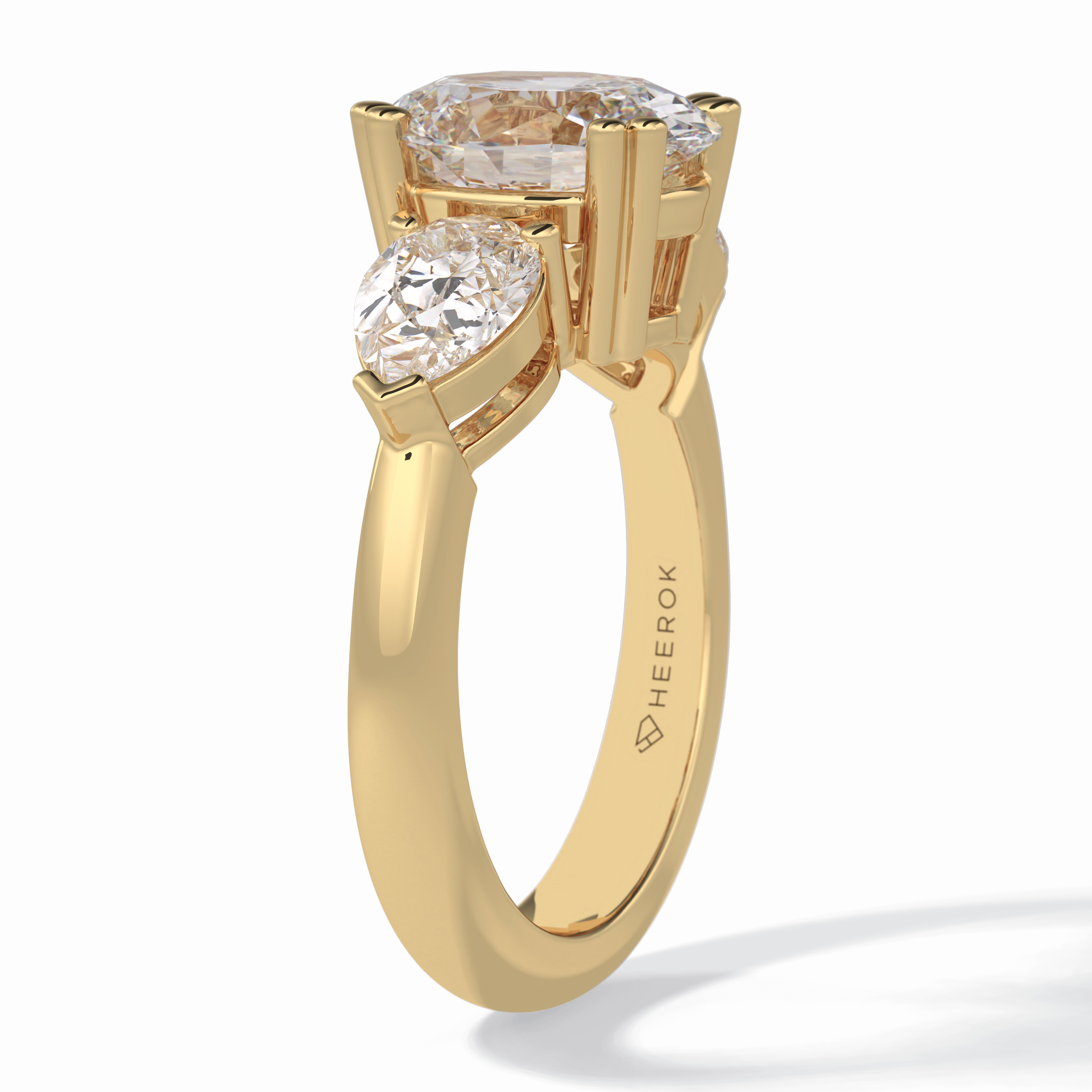 Trio 2.42 Carat Oval VS1 Lab-Grown Three Stone Engagement Ring in 18K Gold