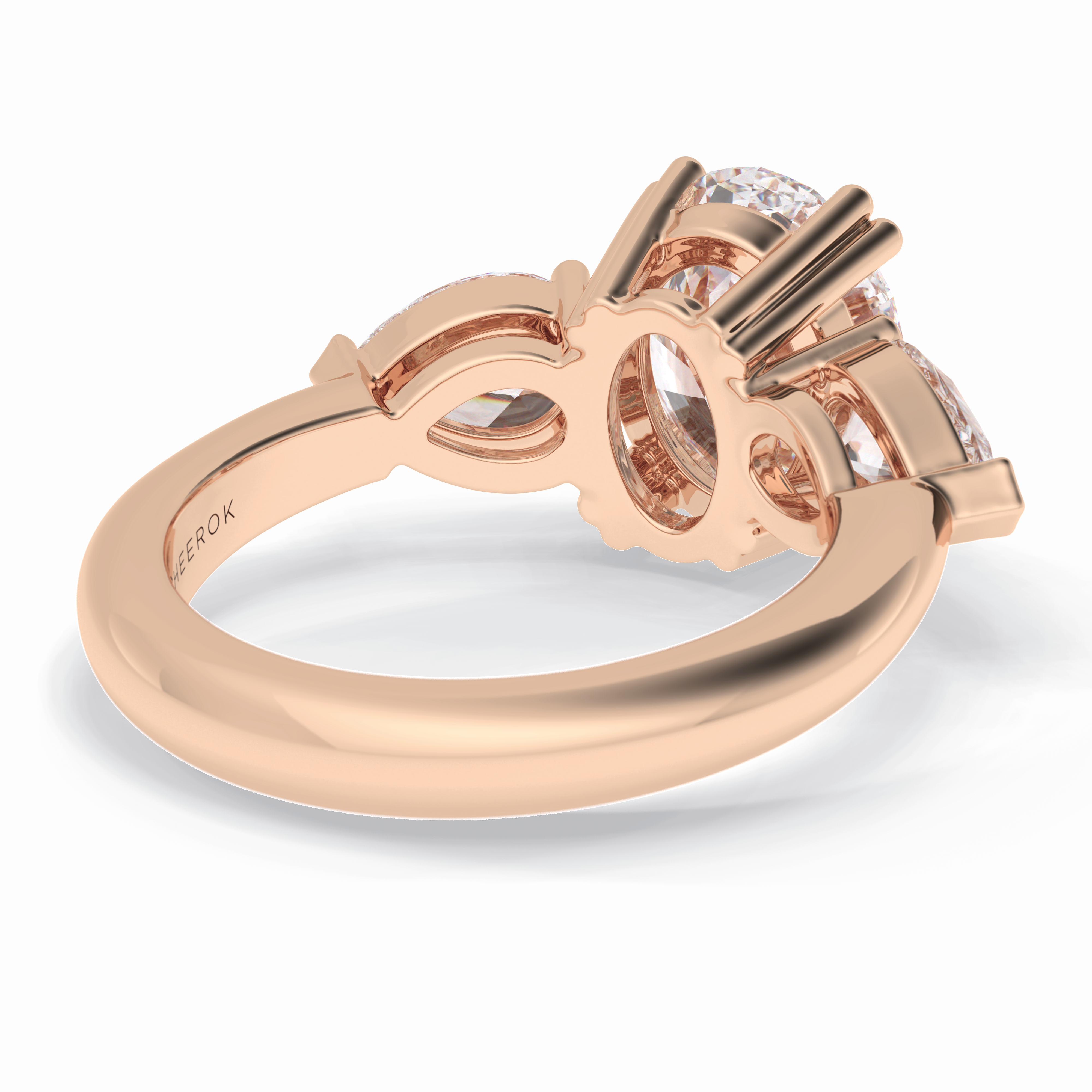 Trio 2.42 Carat Oval VS1 Lab-Grown Three Stone Engagement Ring in 18K Gold