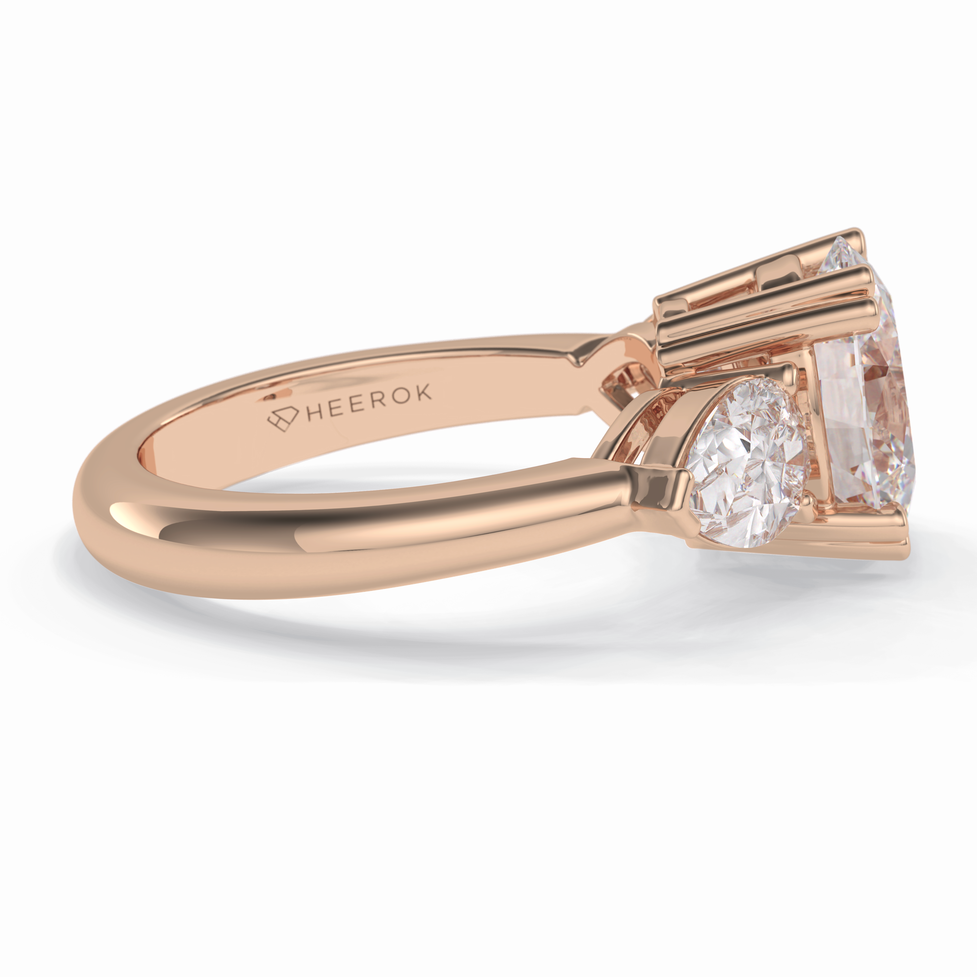 Trio 2.42 Carat Oval VS1 Lab-Grown Three Stone Engagement Ring in 18K Gold