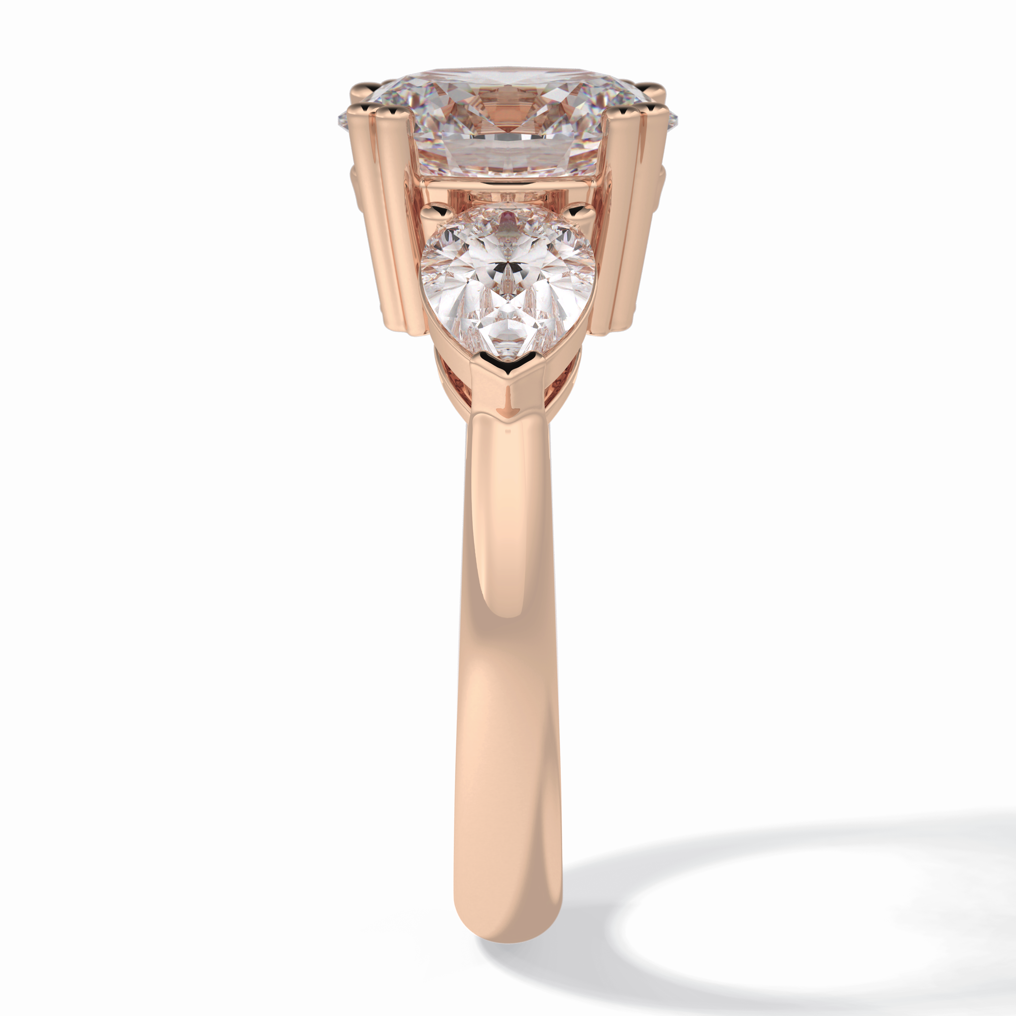 Trio 2.42 Carat Oval VS1 Lab-Grown Three Stone Engagement Ring in 18K Gold