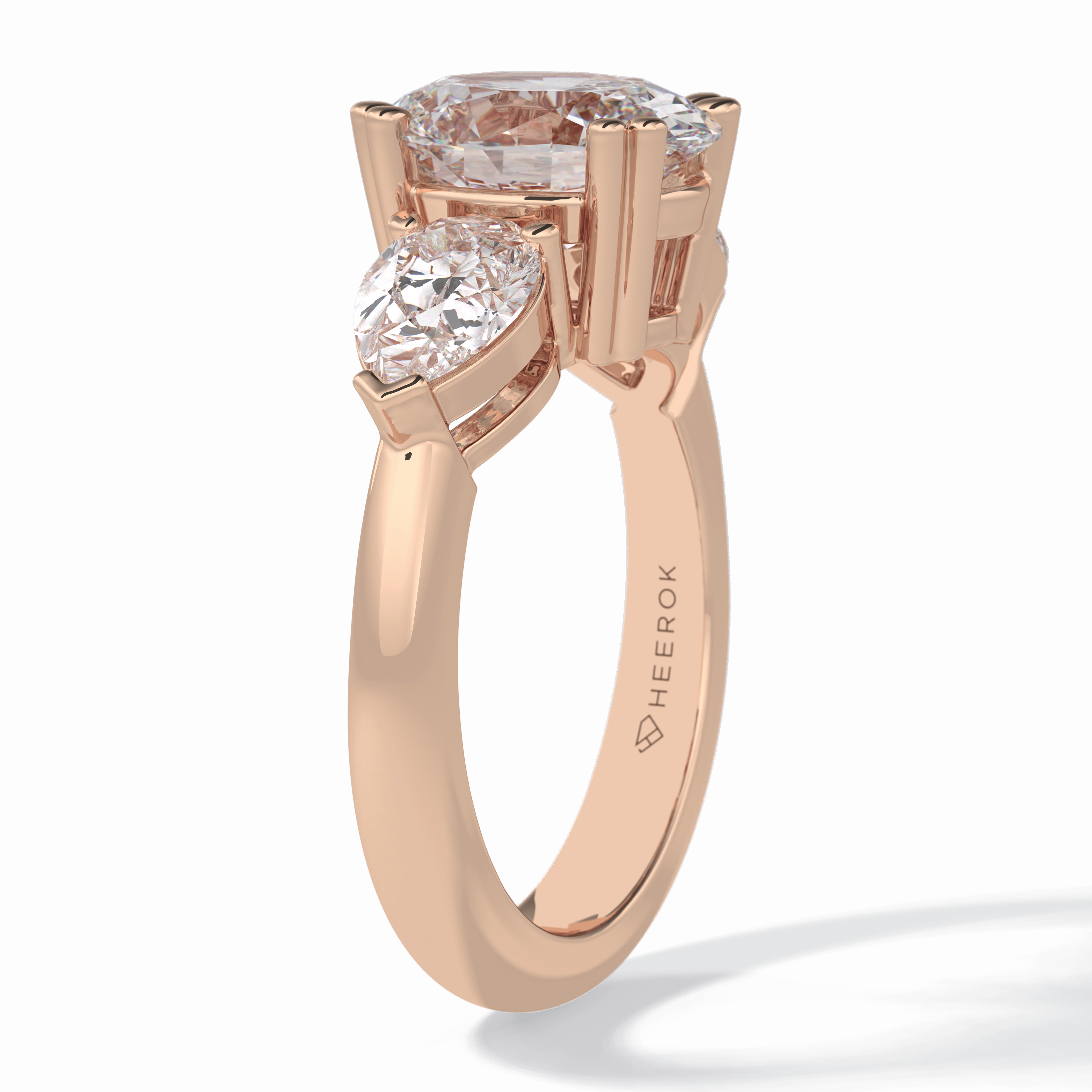 Trio 2.42 Carat Oval VS1 Lab-Grown Three Stone Engagement Ring in 18K Gold