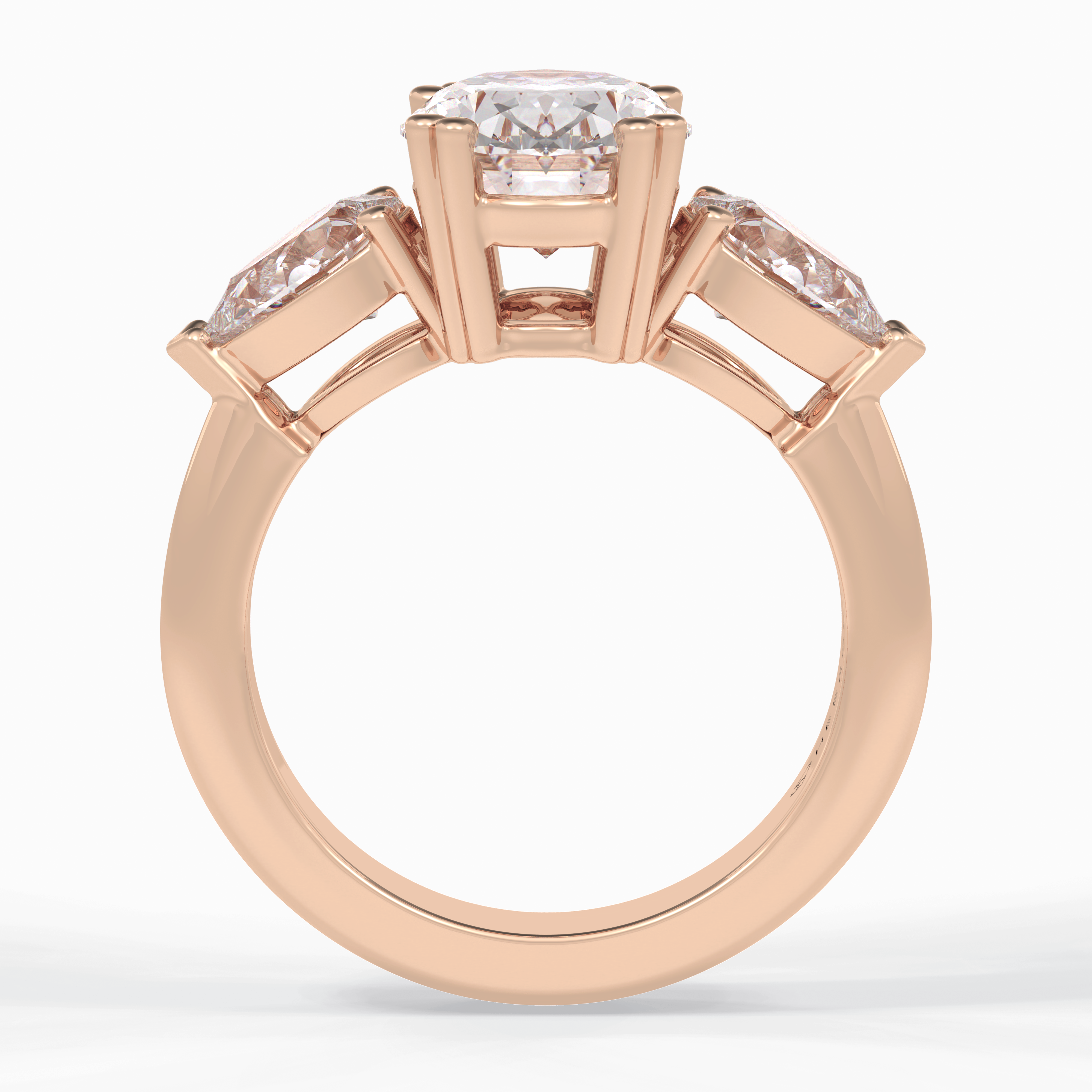 Trio 2.42 Carat Oval VS1 Lab-Grown Three Stone Engagement Ring in 18K Gold