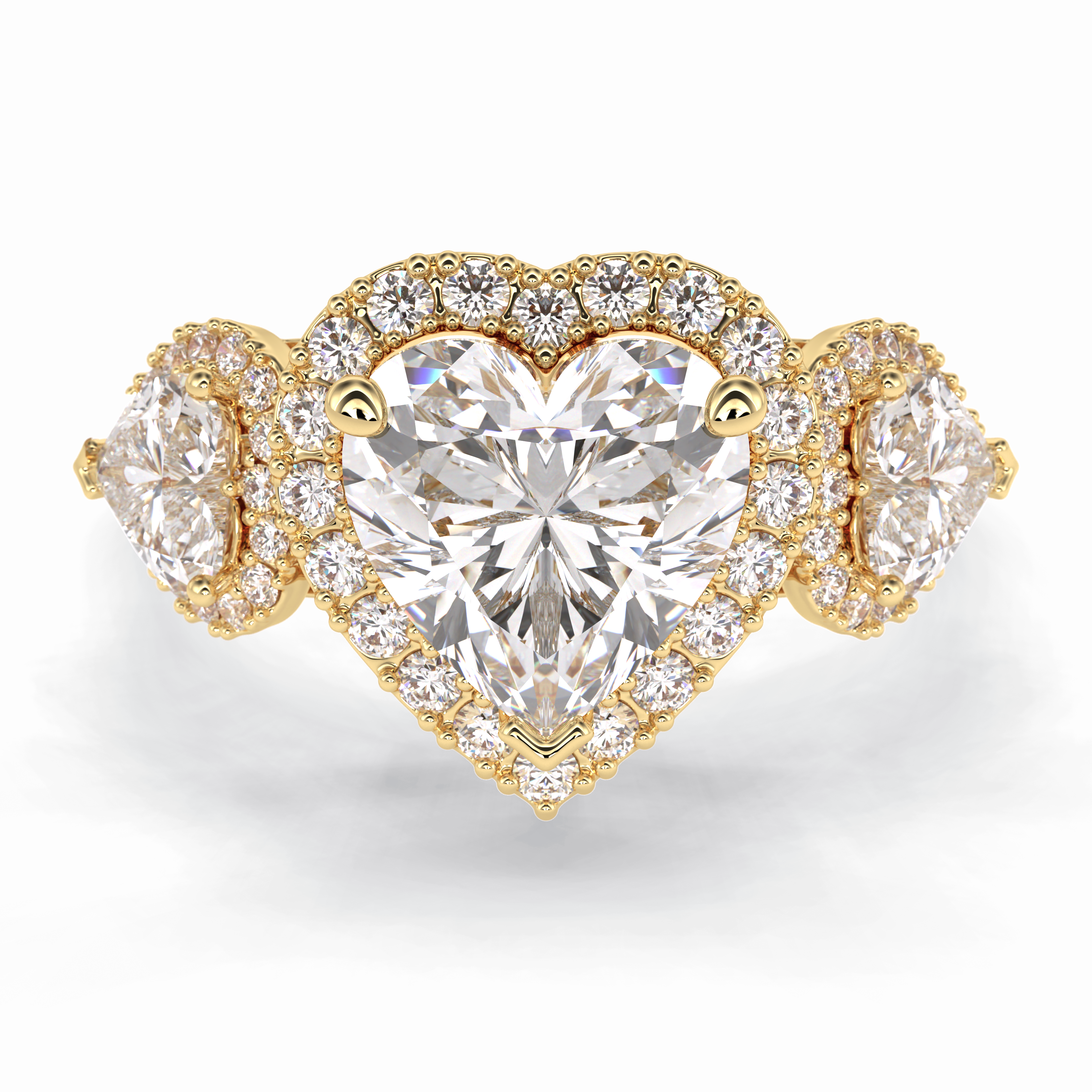 Love's Embrace 1.29 Carat Heart VS1 Lab-Grown Three Stone Engagement Ring in 18K Gold