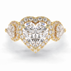 Love's Embrace 1.29 Carat Heart VS1 Lab-Grown Three Stone Engagement Ring in 18K Gold