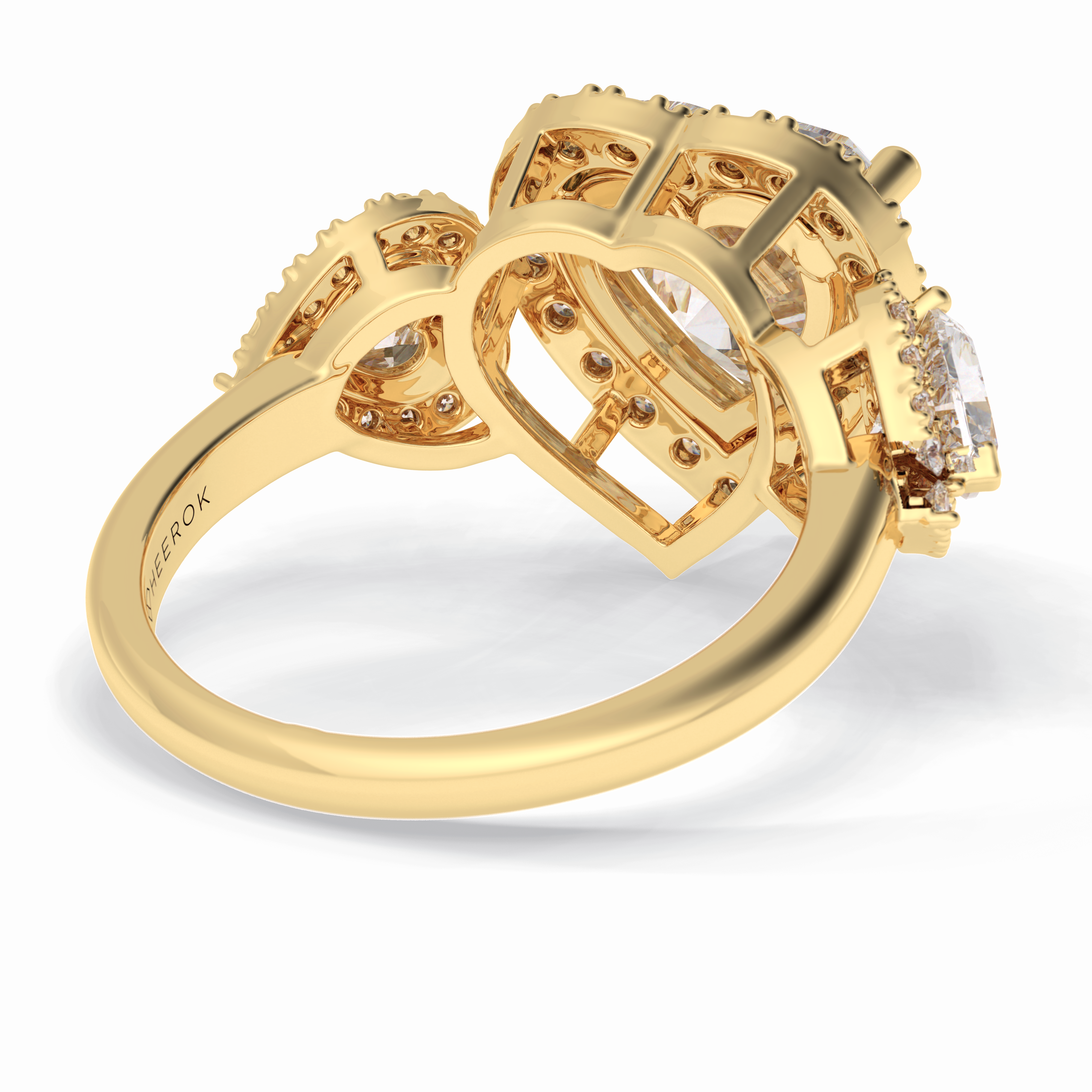 Love's Embrace 1.29 Carat Heart VS1 Lab-Grown Three Stone Engagement Ring in 18K Gold