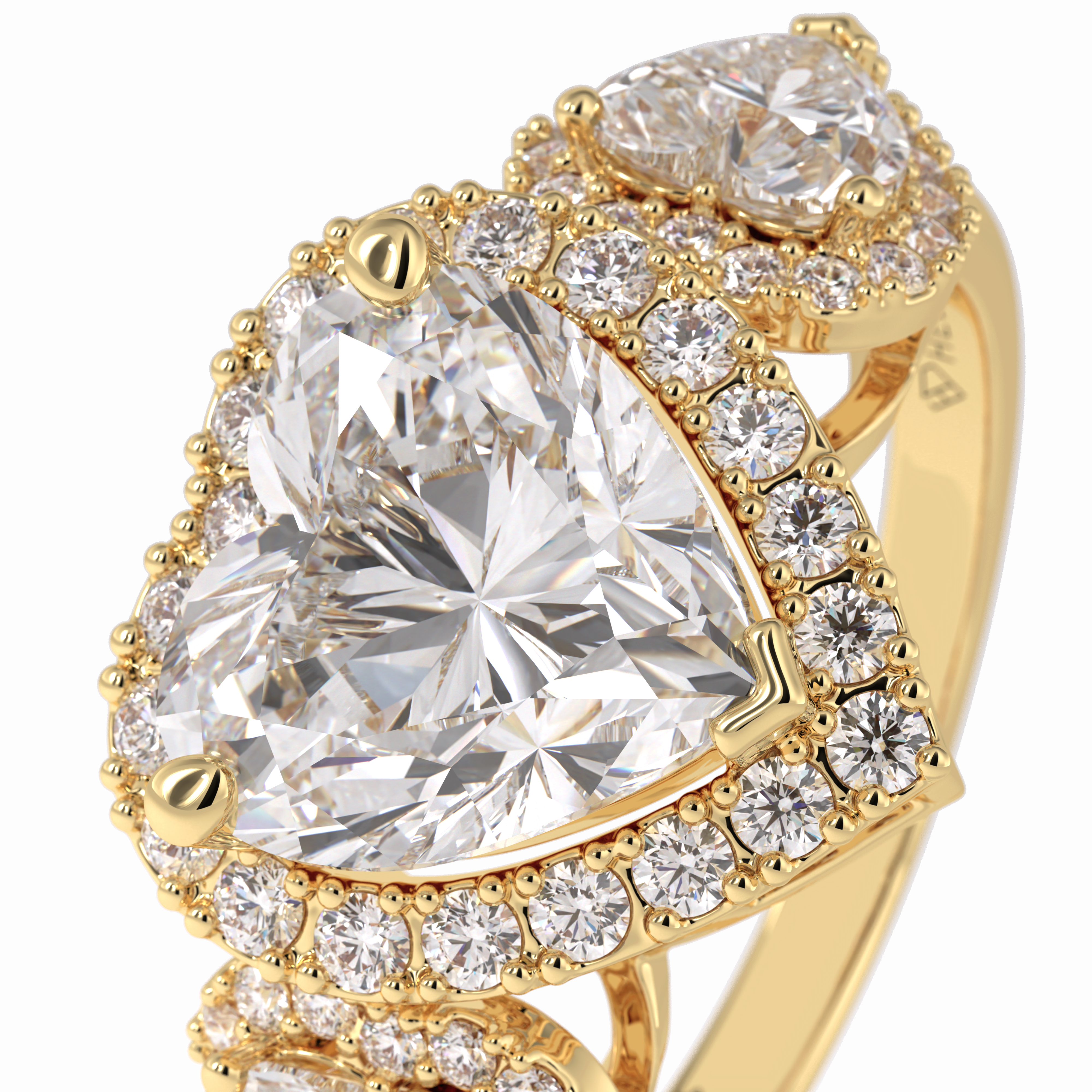 Love's Embrace 1.29 Carat Heart VS1 Lab-Grown Three Stone Engagement Ring in 18K Gold